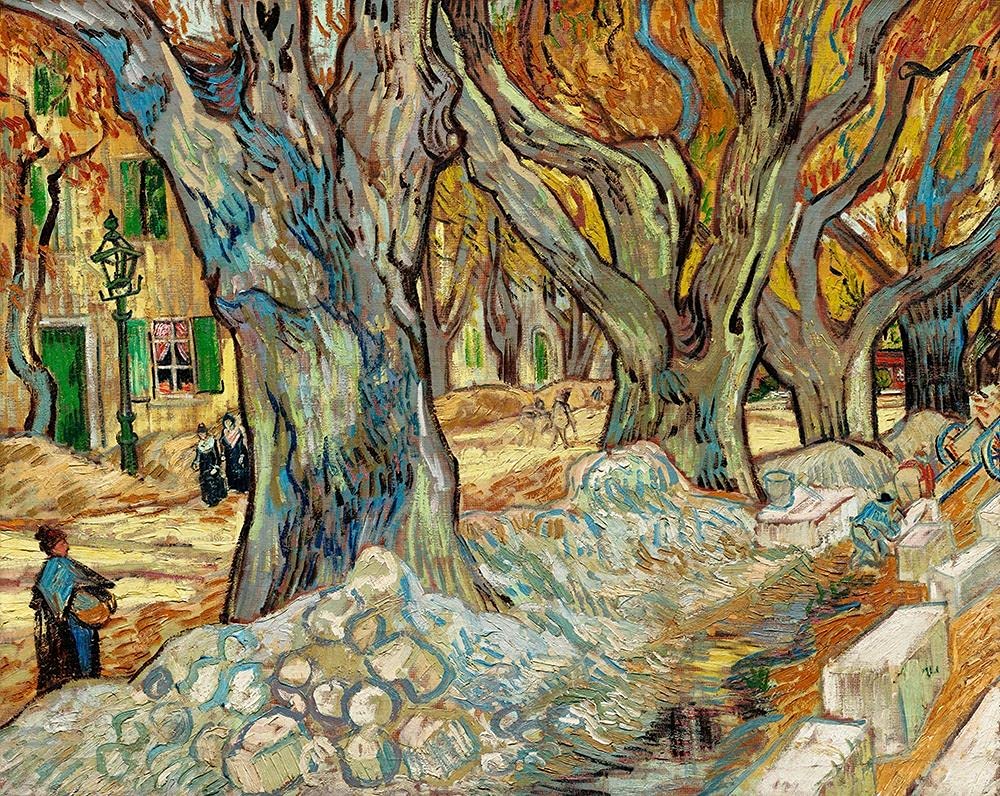 Feeling at home KUNSTDRUCK auf MATTE PAPIER 220gr Die großen Flugzeugbäume (Straßenmonder in Saint-Ré my) (1889) Â VanGogh Vincent - Landschaft horizontal Poster Landschaft Bil cm_68_X_85