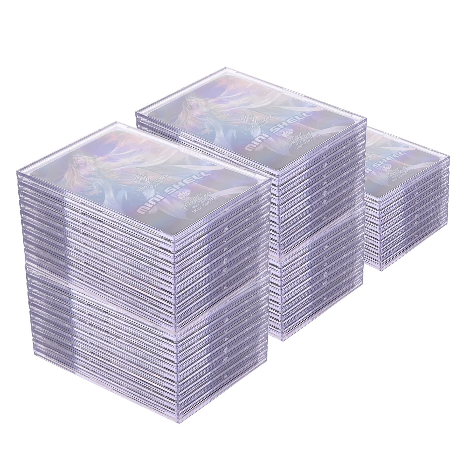 UTCTBC 50 pcs Baseball Cards Sleeves +10 Display Stand Top Loaders Hard Acrylic Tranding Card Sleeve Protector Clear Card Case Fit for Standard Sports