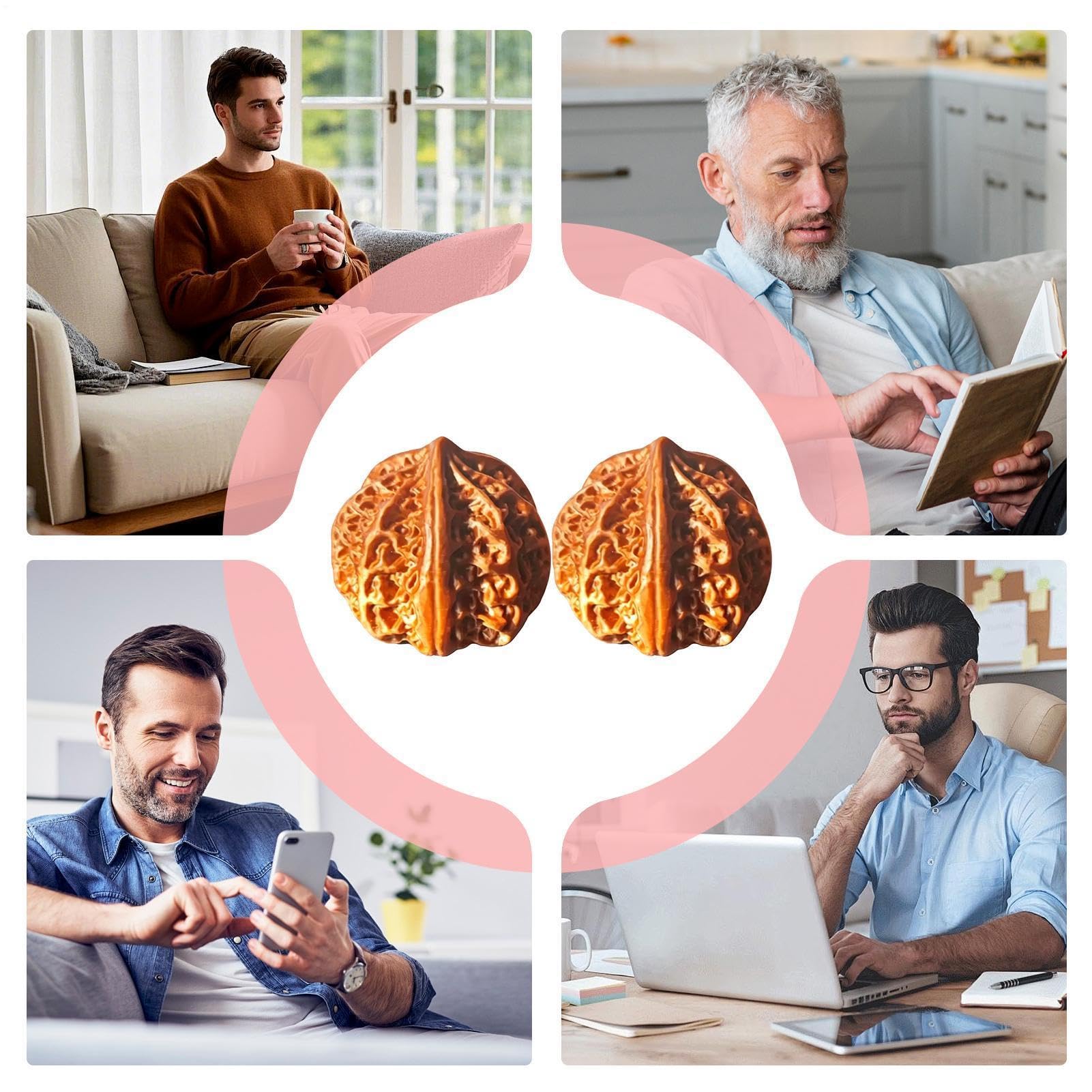 Empuñadura antideslizante de nogal natural, nueces tradicionales de mano y dedos, regalo para hombre