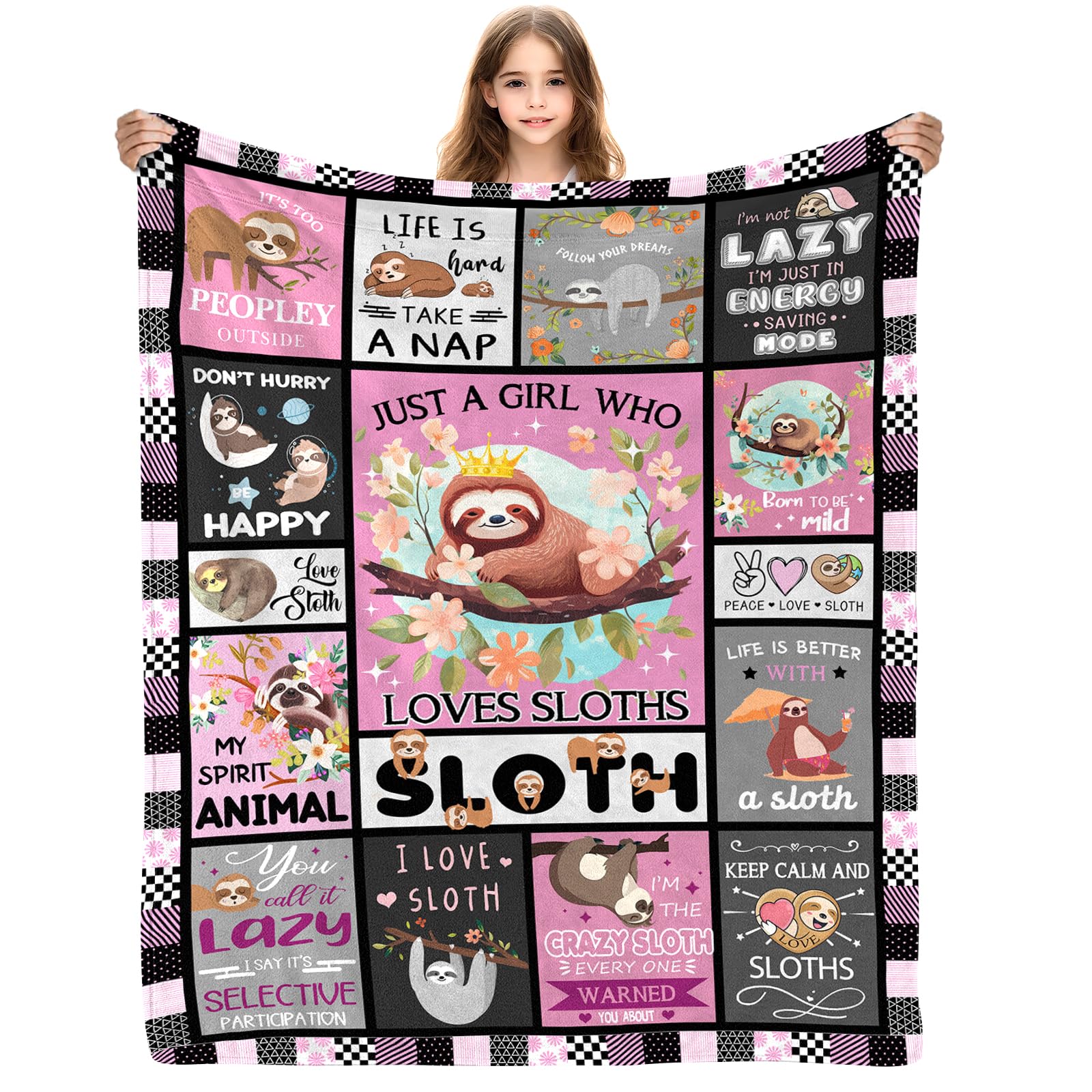 Yasrlvun Sloth Gifts for Women Men 50x60 Inch Sloth Throw Blanket for Sloths Lovers Christmas Thanksgiving Sloths Presents