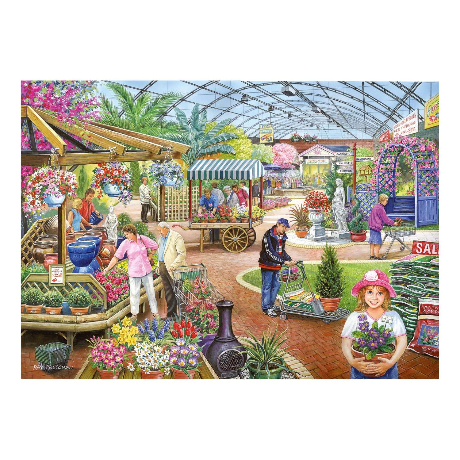 The House of Puzzles At The Garden Centre Jigsaw, 500 Piece Jigsaws for Adults Artist Illustrated, Scenic Landscape