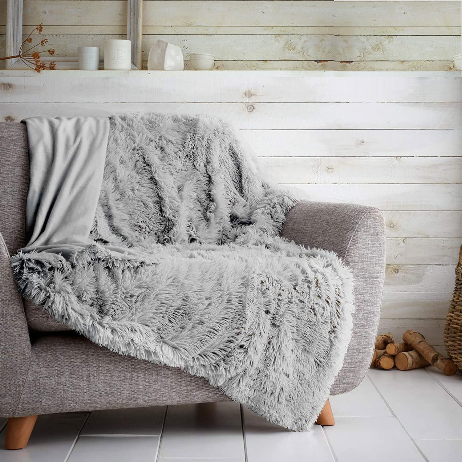 Gc Silver Lightweight Hug Snug Sherpa Fleece Blanket | Luxury Warm Faux Fur Throw For Sofa Bed | Thermal Fluffy Blanket For Bed Couch & Sofas Settee (150X200 Cm, )
