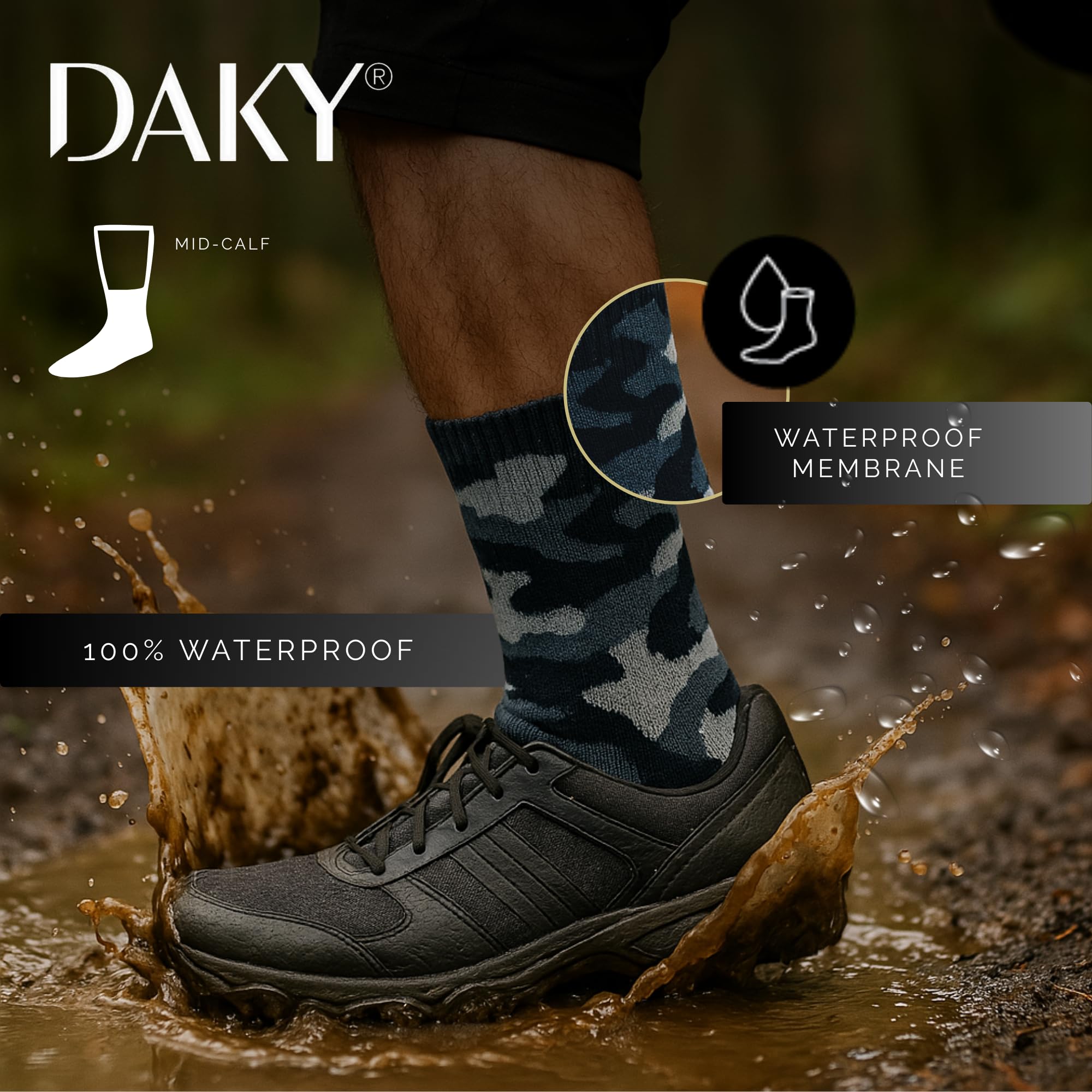 DAKY Calzini impermeabili - Ultimo Outdoor SubZero | Kit sportivo ad alte prestazioni | Conforme Wudhu