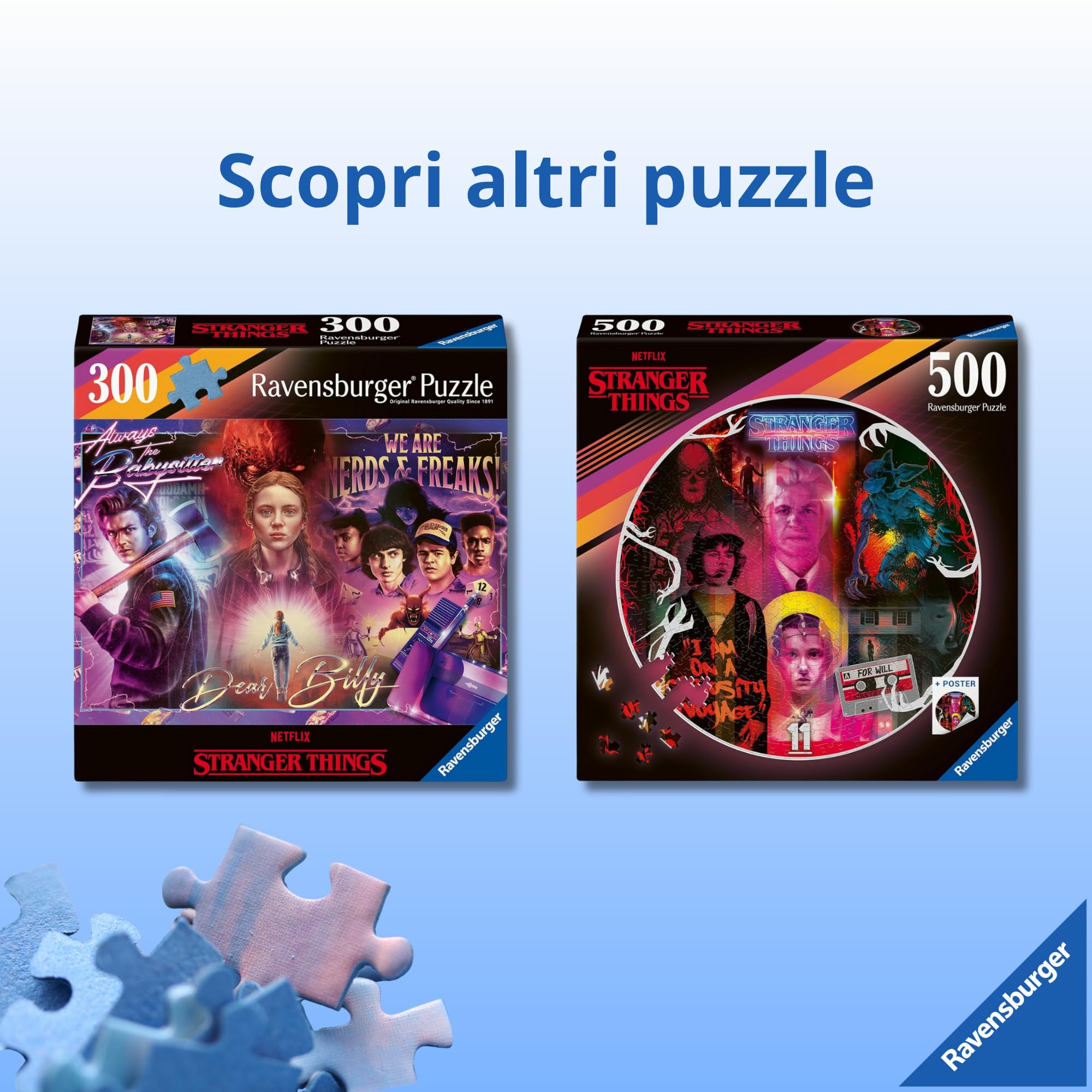Ravensburger Puzzle Stranger Things 1000 Pezzi – Puzzle Adulti +14 anni, 98 x 37.5 cm, Puzzle per Adulti Panorama, Collezione Stranger Things, Idee Regalo