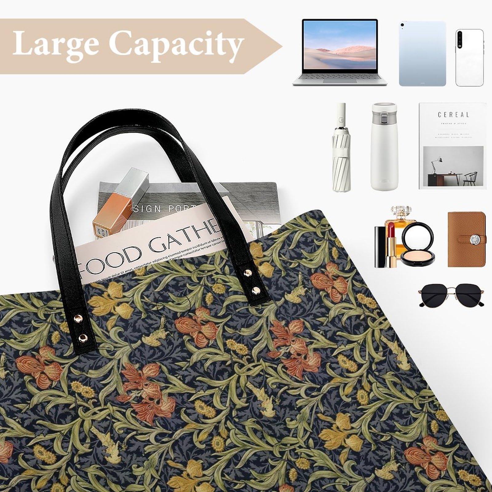 Amazon.co.jp: William Morris Tote Bag, Floral Pattern