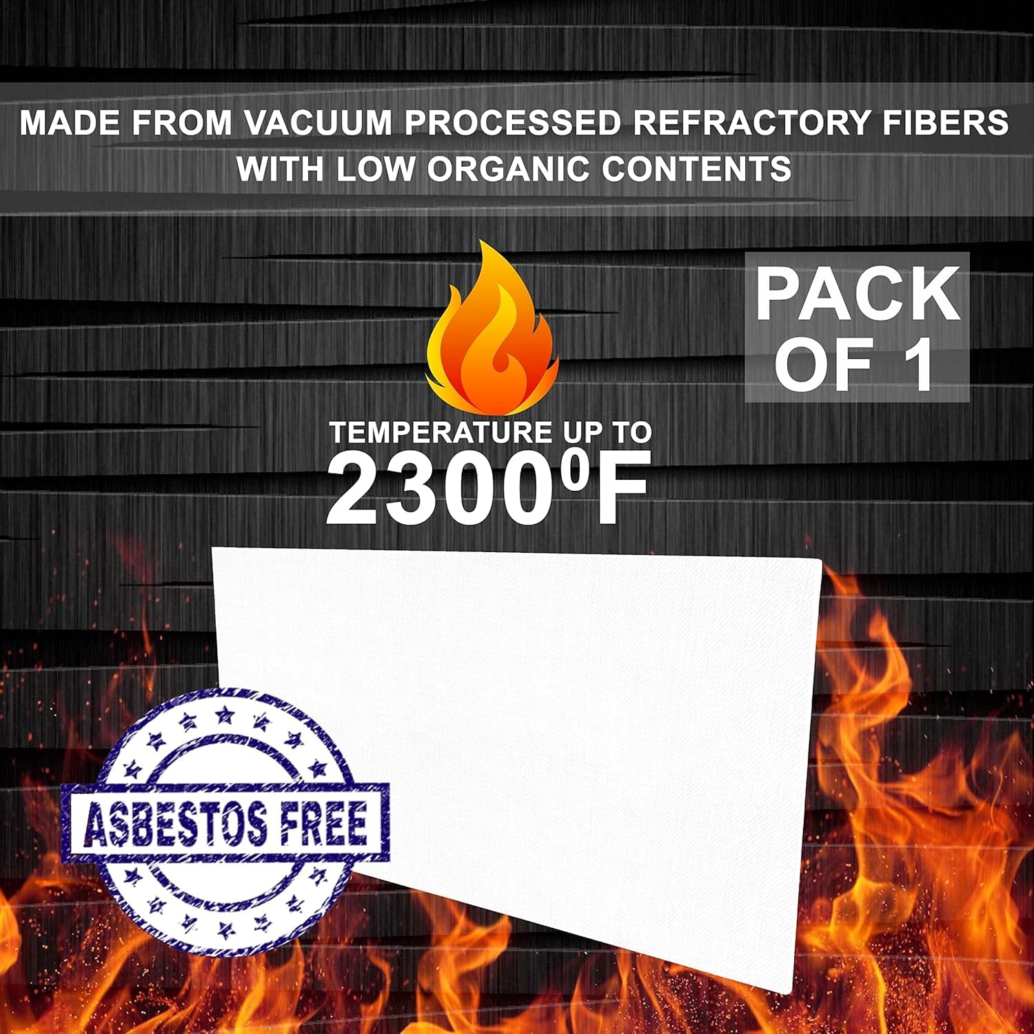 Tablero de fibra de cerámica, clasificación 2300F (1/2 x 19.7 x 39.4 pulgadas), 1 unidad/paquete | Tablero deflector para estufa, chimenea, horno de pizza, horno, horno, forja, caldera