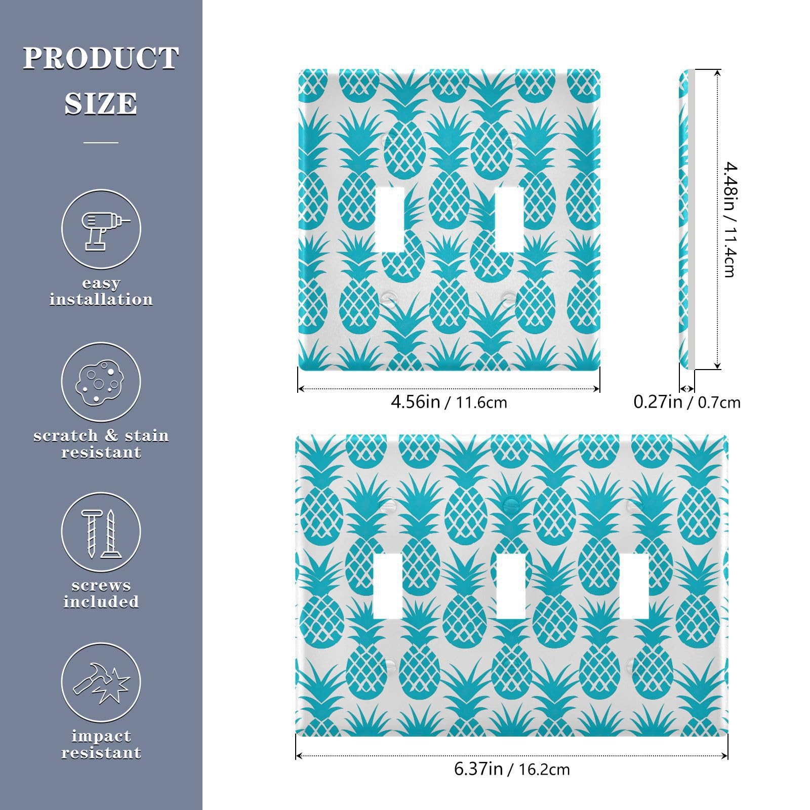 UMIRIKO Blue Pineapple Light Switch Cover Plate Covers Decorative Double Toggle Home Decor 202b5329