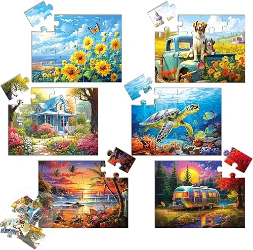 Miniatura 1 de Poen Paquete de 6 rompecabezas de 16 piezas grandes para personas mayores, demencia, Alzheimer, productos y actividades, juegos cognitivos fáciles