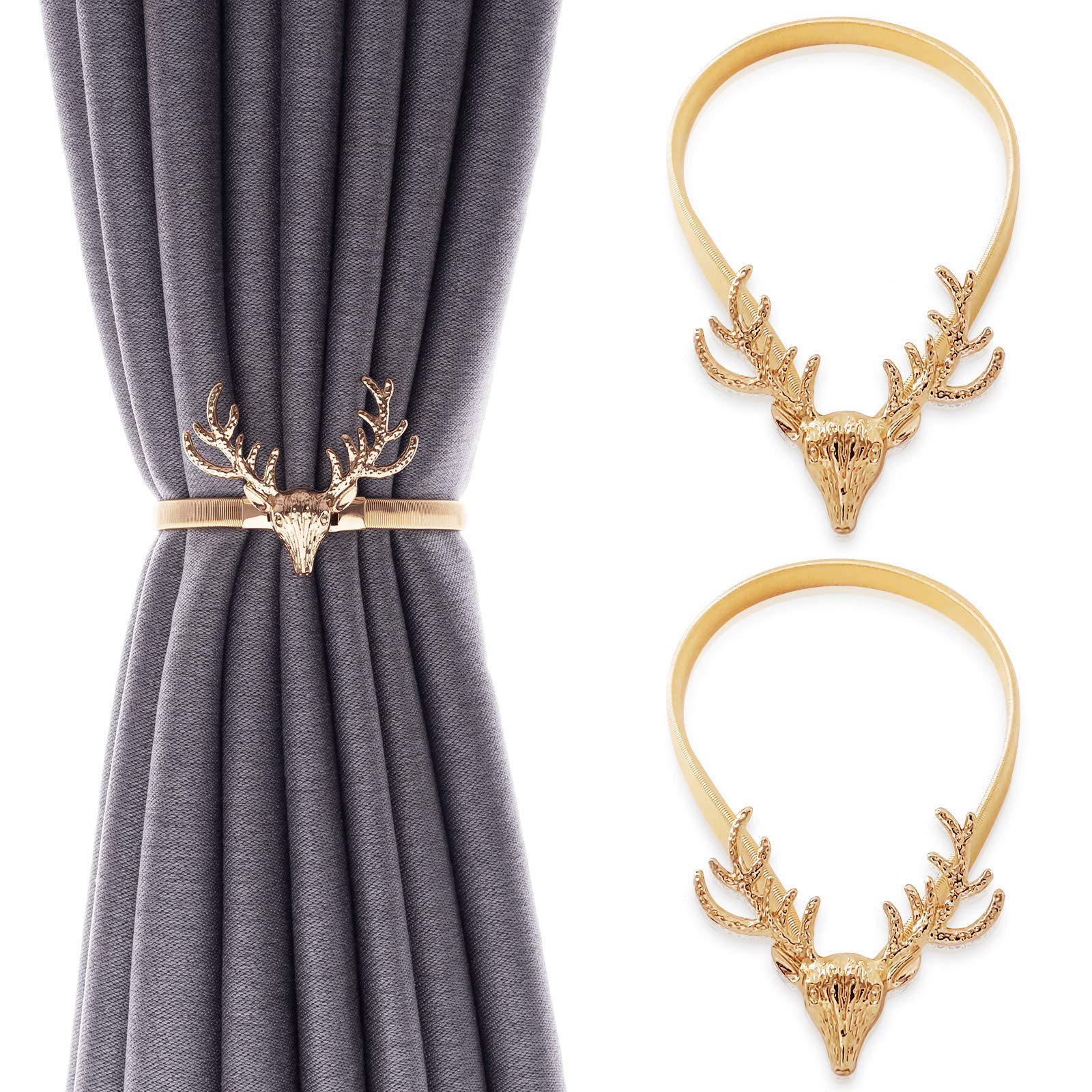 Alzapaños de cortina de aleación con diseño de alce dorado elegancia para tu salón
