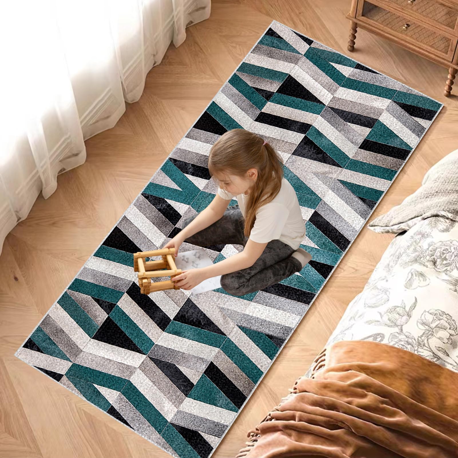 Dywan do długiego korytarza 80 x 250 cm Antypoślizgowy chodnik kuchenny Chłonny chodnik wejściowy dywan do kuchni, zmywalny, dywanik do przedpokoju, kuchni, salonu, sypialni