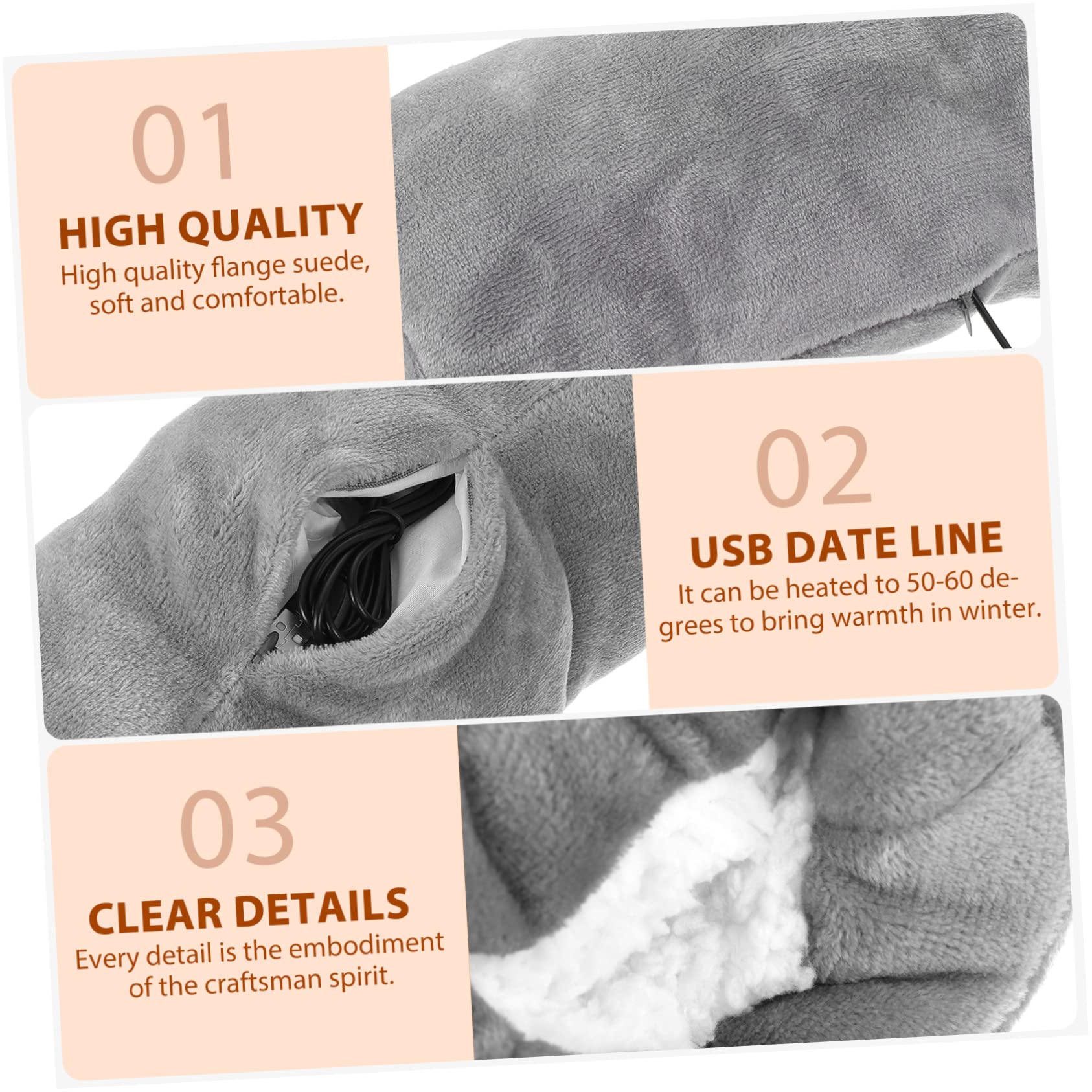 YARNOW Cuscino Scaldamani Portatile Scaldino Invernale Da Donna Tappo Silenziatore Di Peluche Peloso Elettrico Borsa Scaldavivande Appesa Scaldamani Riscaldato Operato Grey Flanella