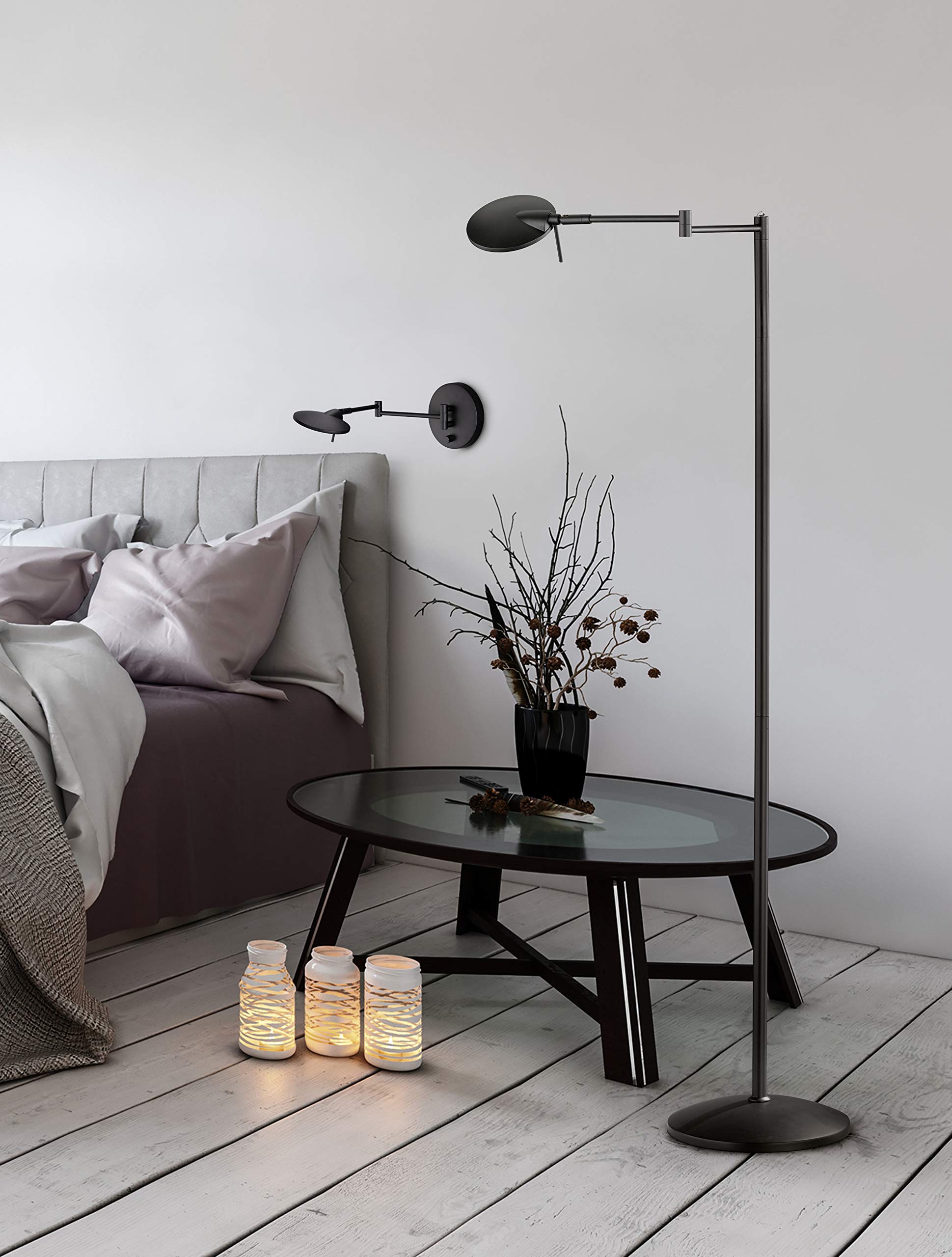 Trio Leuchten Lampa ścienna LED Kazan 274770132, metal, czarny matowy, 8 W, ściemniacz obrotowy