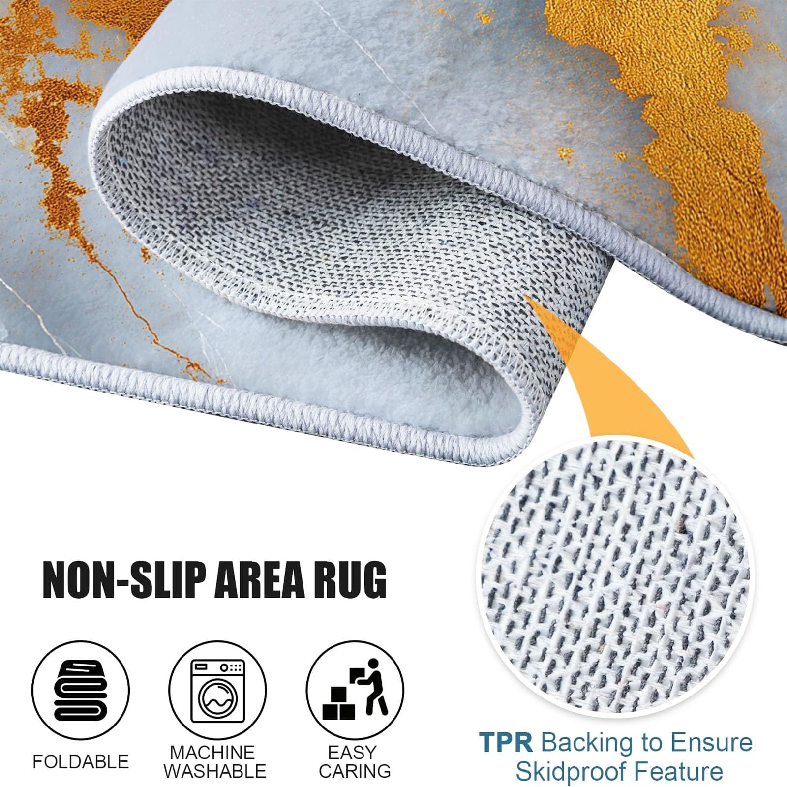 Tappeto in flanella, tappeto di lusso con texture in marmo oro, morbido tappeto shaggy per salotto e camera da letto moderni, decorazione per la casa di fascia alta, 140 x 200 cm