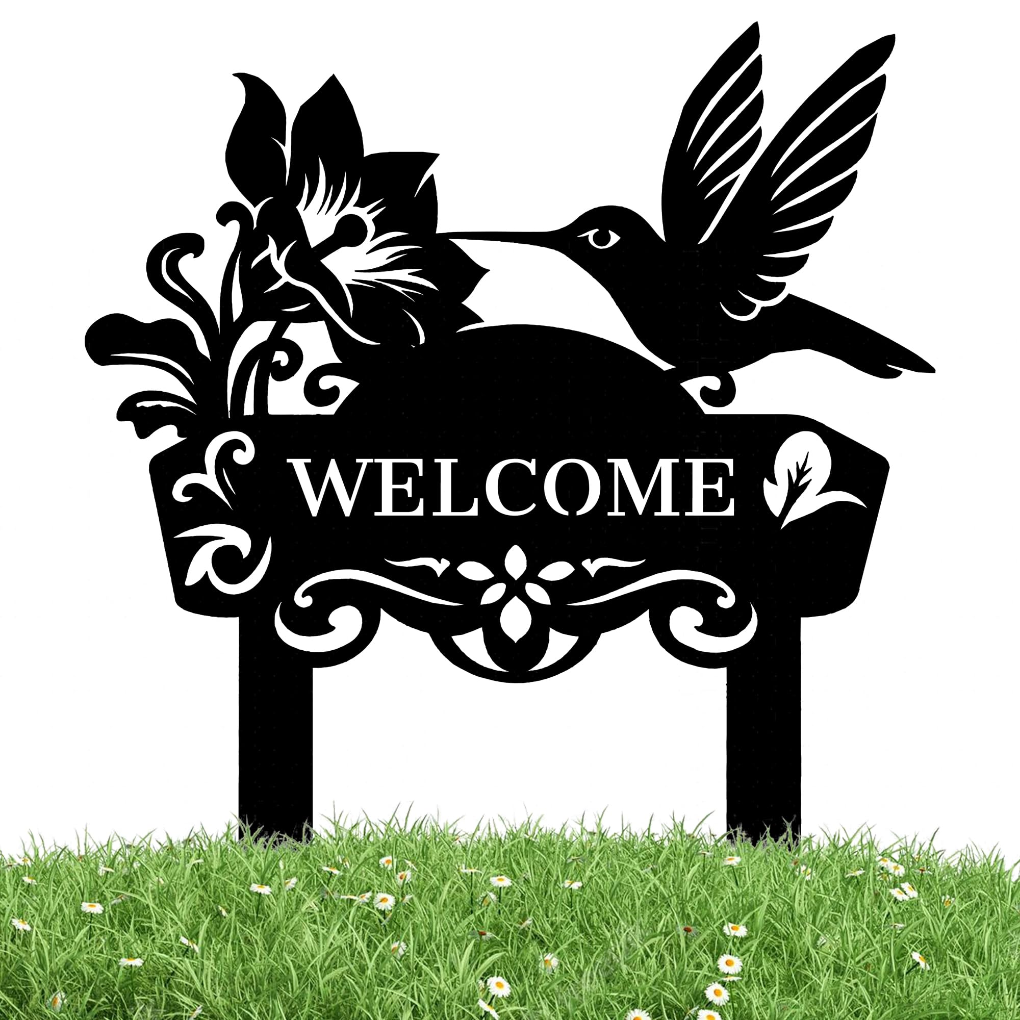 SJZUISL Personalized Garden Stake Metal Sign, Custom Garden Sign for Outside Gardening Gifts, Personalised Street Sign with Stake, House Address Numbers for Lawn