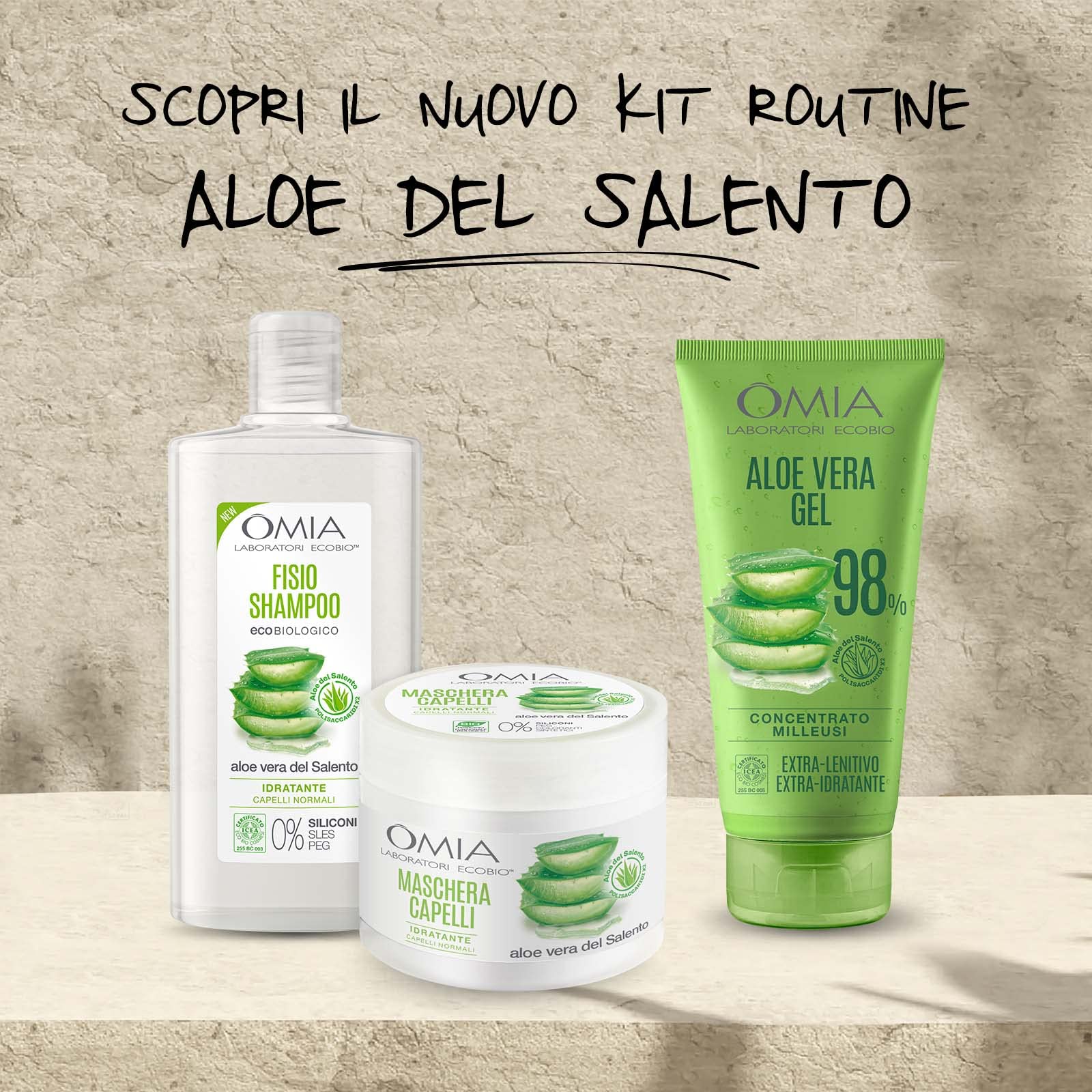 Omia - Gel Eco Bio con Aloe Vera del Salento al 98%, Gel Idratante,  Lenitivo e Rinfrescante, Ideale per Pelli Secche, Non Unge,  Dermatologicamente Testato - Flacone da 150 ml : Amazon.it: Bellezza