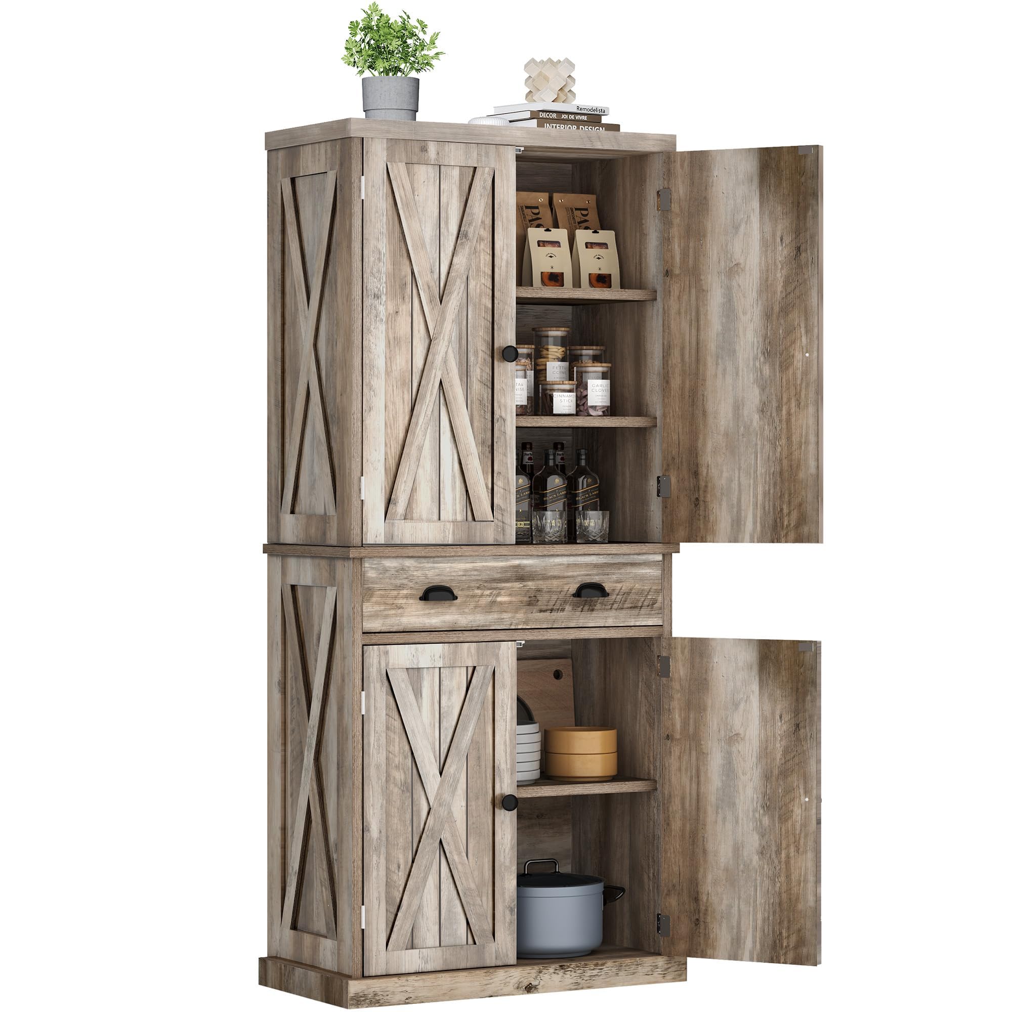 Amazon.com: YITAHOME 72'' Tall Kitchen Pantry, Farmhouse Kitchen ...