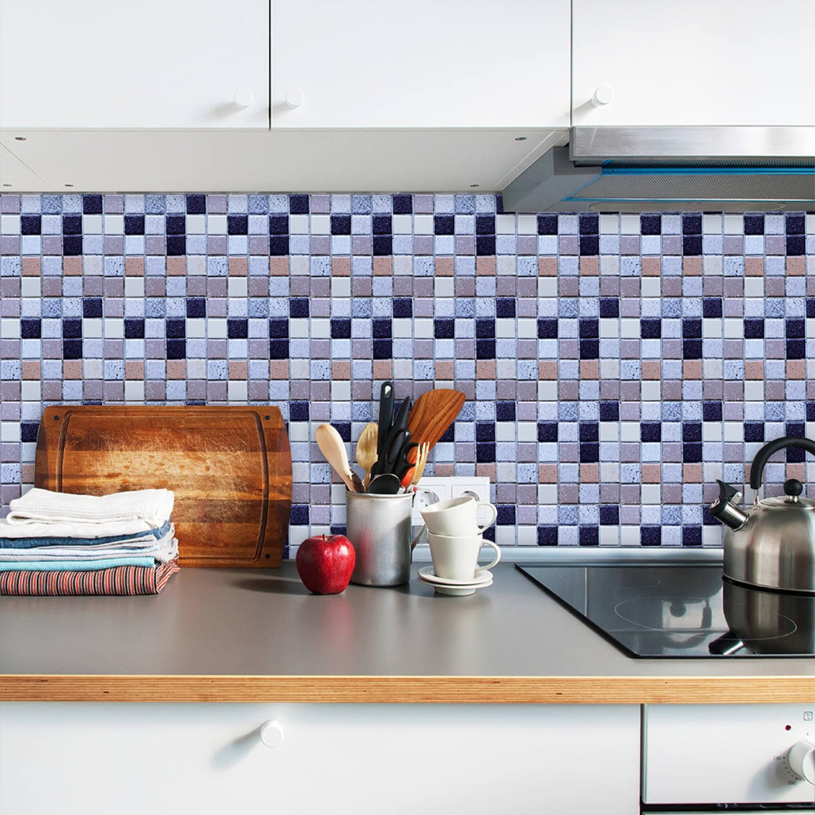 LMYSXAOZ Tile Stickers Light Blue Geometry Stick on Kitchen Tiles Self Adhesive Wall PVC Peel and Covers Transfers Oil-Proof Splashbacks for Walls Removable 15x15cm/20 Pcs