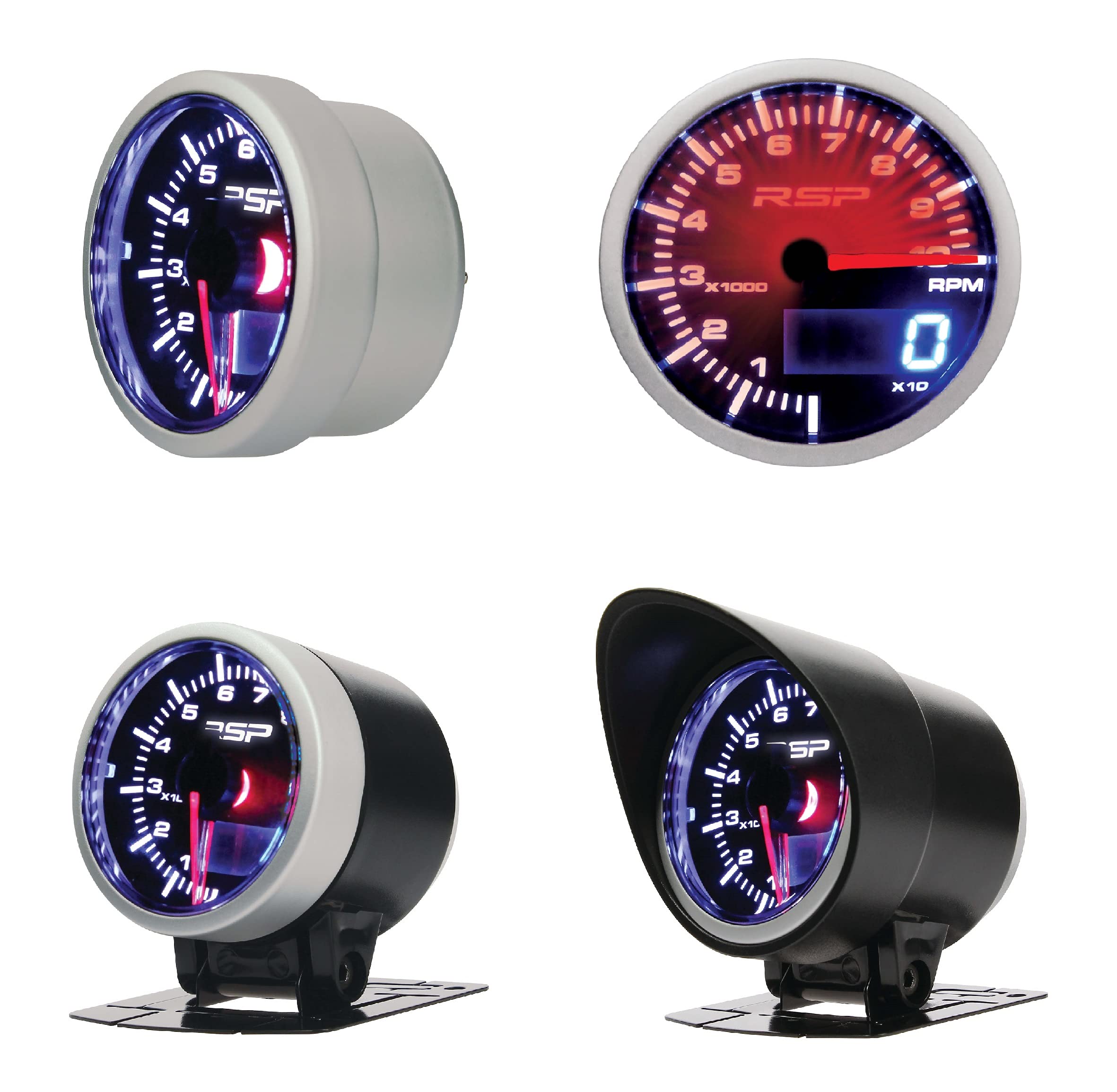 Manometro di Pressione Turbo a LED RSP, Diametro 52 mm, Generico