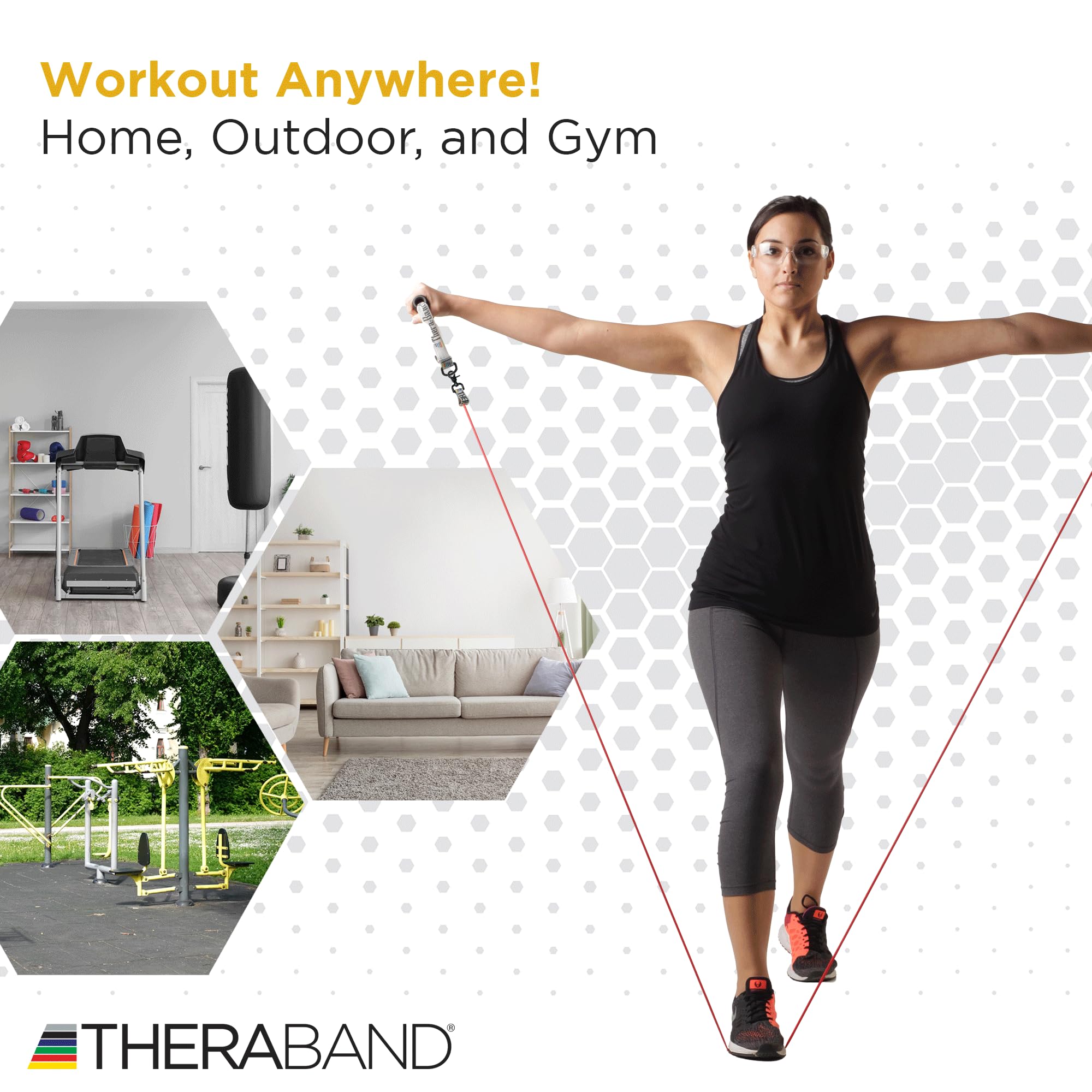 THERABAND Tubo di resistenza professionale in lattice, 60 cm, con connettori per esercizi, fisioterapia, pilates, allenamenti a casa e riabilitazione, giallo, set da 2