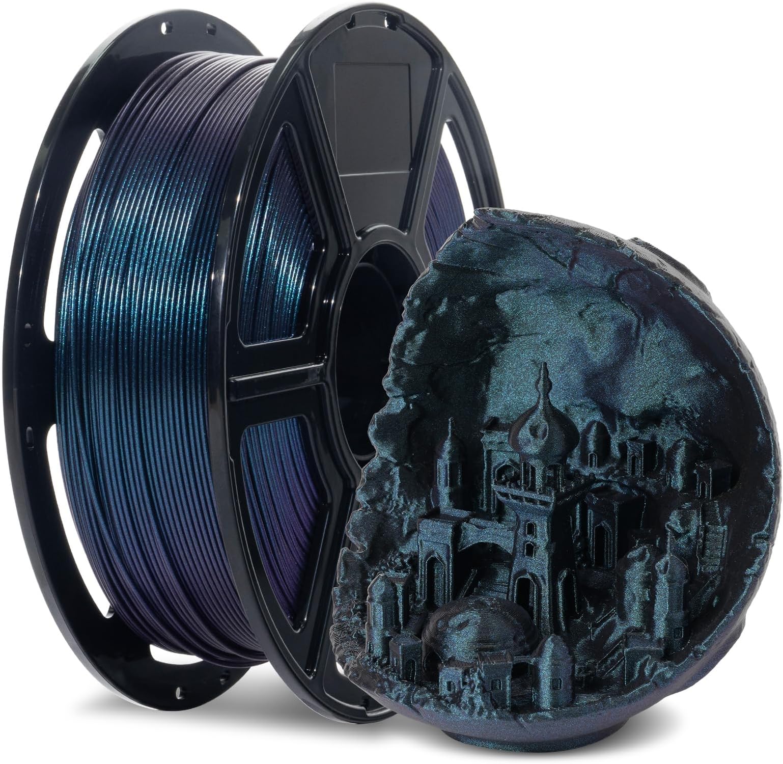 Rapid PLA Filament 1.75mm +/- 0.02mm Burnt Titanium, Max 500mm/s High Speed Printing, 3D Printer Filament 1kg(2.2lbs), Changing Colors with Light, Perfectly Hide The Layer Line
