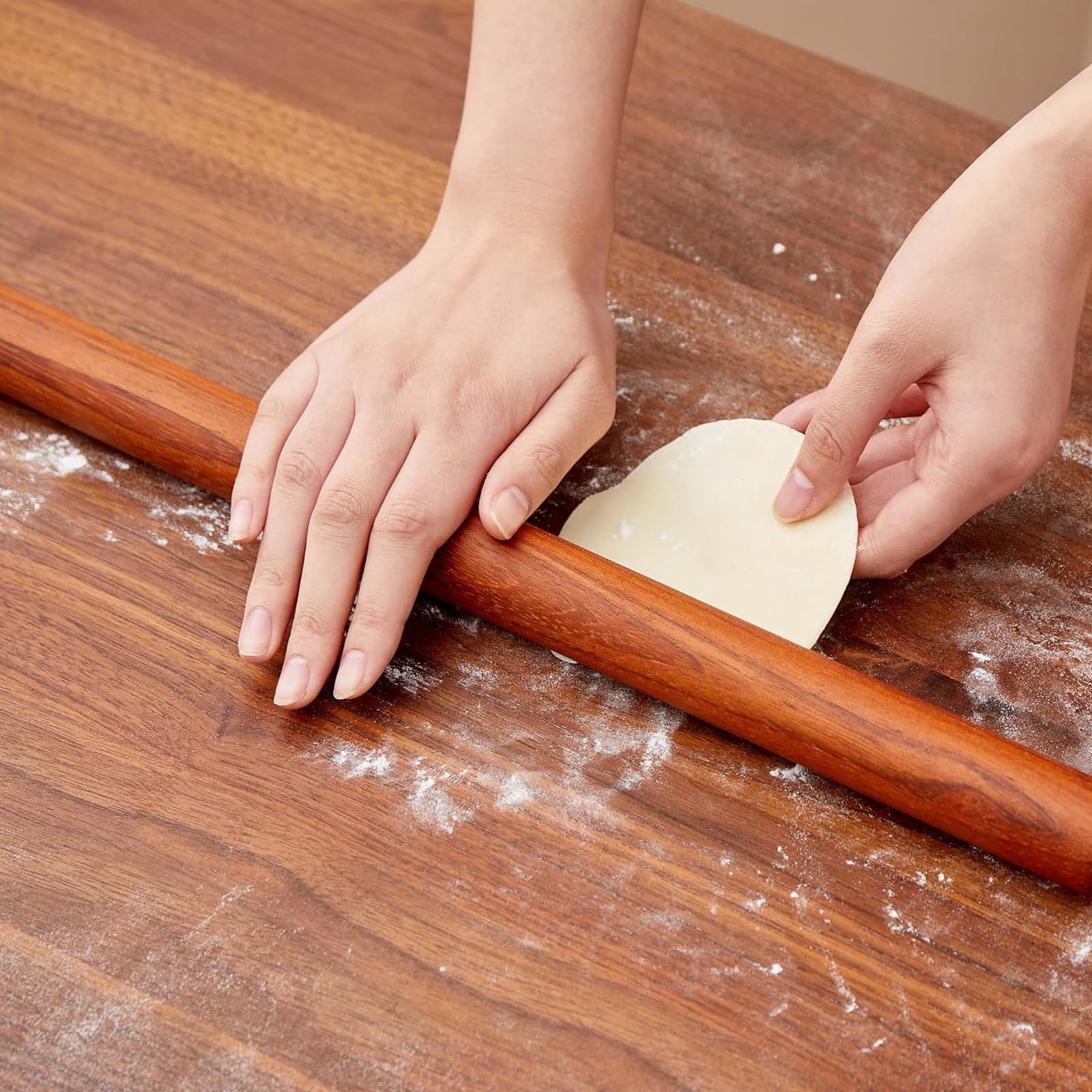 Rodillo de Madera Rodillo Antiadherente para Hornear, Rodillo de Madera para Masa de Pizza, Fondant, Tartas, Galletas, Pasteles Herramienta Esencial para la Cocina,50cm/19.7"