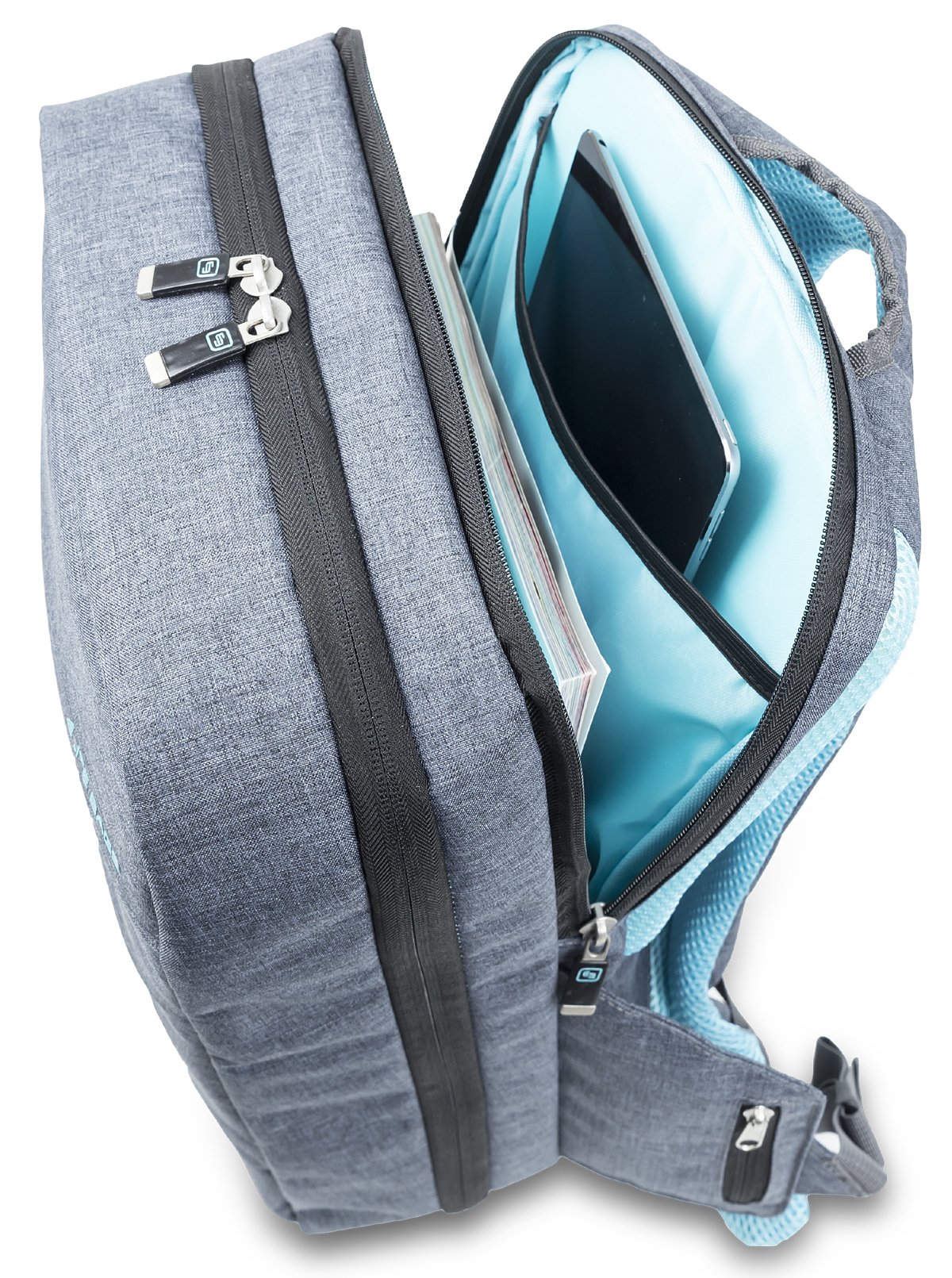 ELITE BAGS, Mochila de asistencia domiciliaria para emergencias sanitarias, City´s, 40 x 28 x 14 cm, Repelente al agua, Base antideslizante, Mochila primeros auxilios, Biotono, Gris y azul