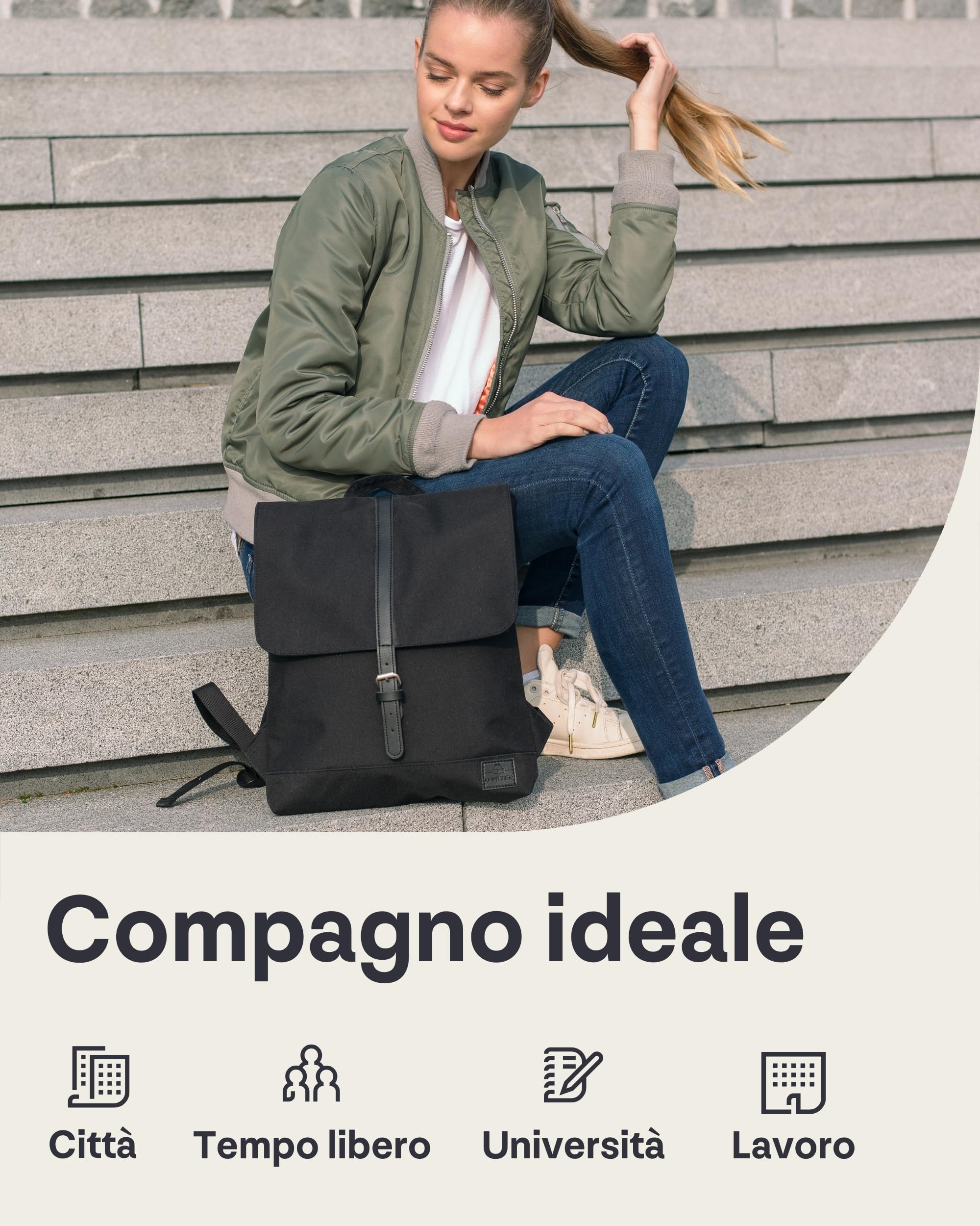 Johnny Urban Zaino Donna - Mia - Zainetto per Viaggio, Lavoro, Università, Ufficio - Backpack Piccolo Porta Pc 16 Pollici - Sacco Sportivo Leggero - Idrorepellente