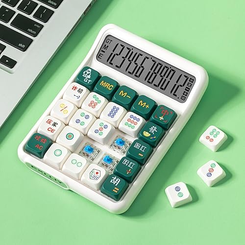 Miniatura 11 de Calculadora con Interruptor Mecánico, 10 Dígitos, Gran Pantalla LCD, Púrpura, Botones Grandes, Estética Gradiente Verde,Azul degradado,Gradiente