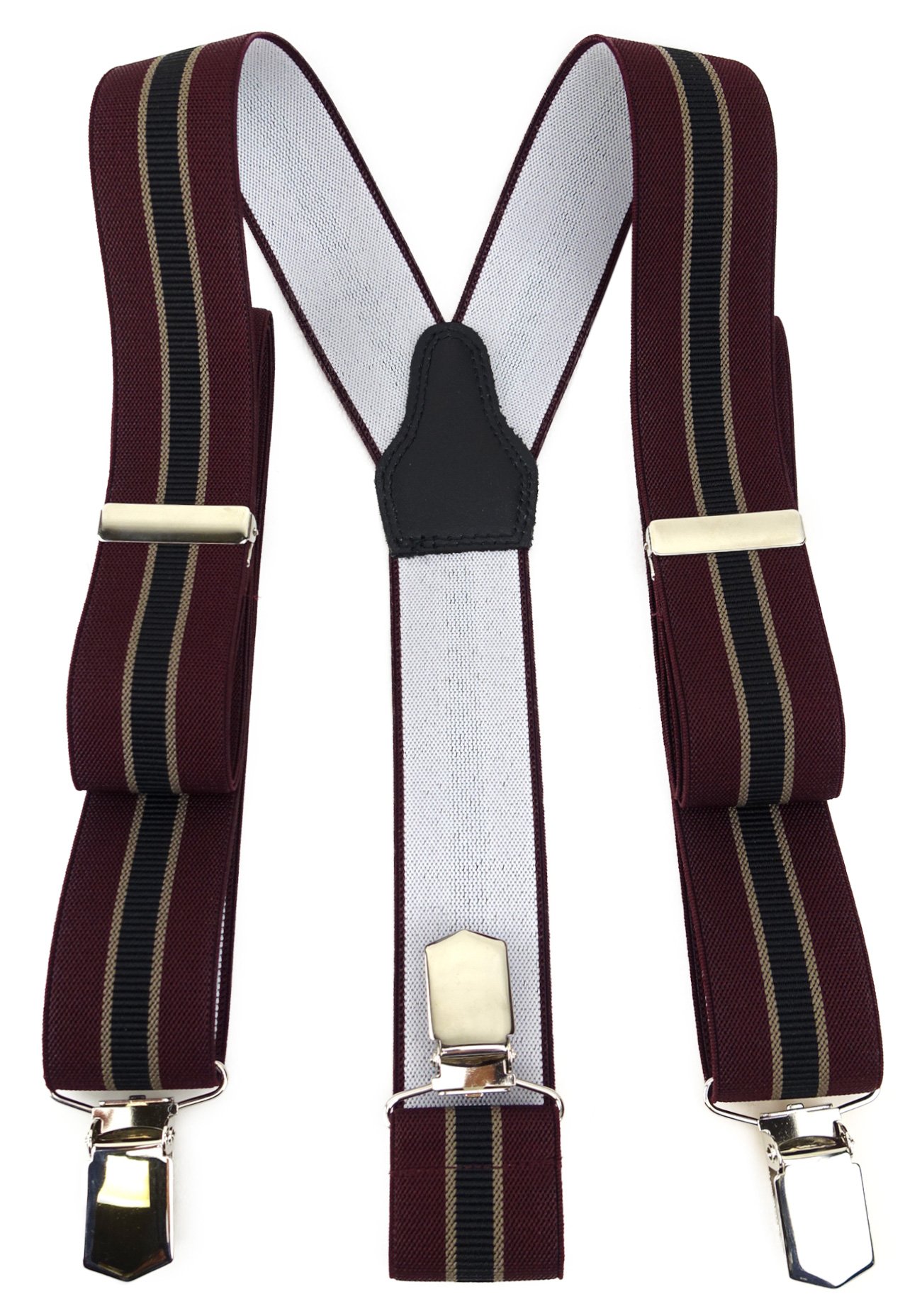 TigerTie Men's Striped Braces - Red - One size