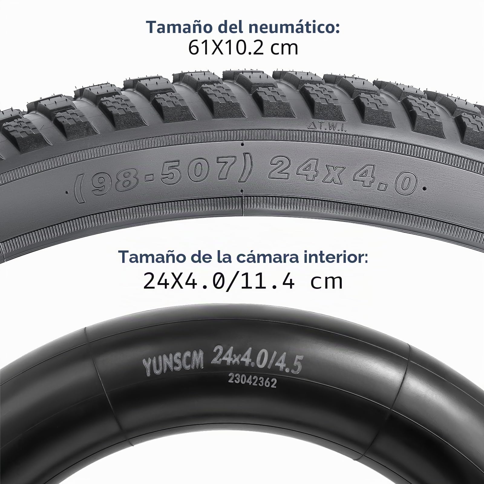 YunSCM 2-PCS 24 Pulgada Pliable E-Bike Neumáticoss 24x4.0 98-507 et 24 Pulgada cámaras de Aire AV32mm Schrader Valve Compatible 100-507 vélos électriques 24x4.0 Neumáticoss et cámaras de Aire