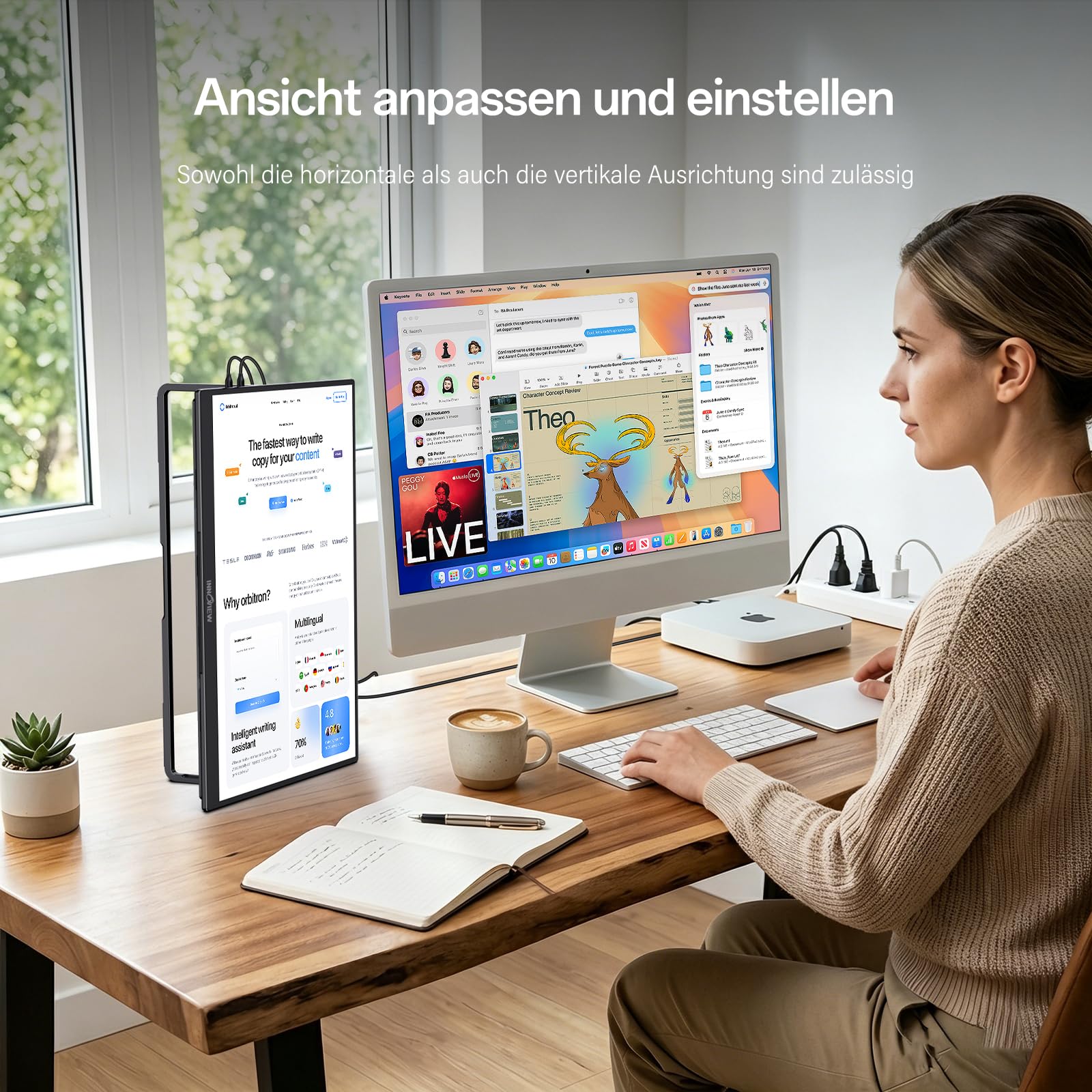 InnoView Monitor portatile da 16", 144 Hz, FHD 1200P, secondo schermo mobile per laptop, MacBook, PS5, Xbox, con custodia, alimentatore di rete non incluso