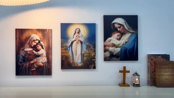 Amazon.com: ZXHYWYM Virgin Mary Canvas Wall Art 3 Pieces