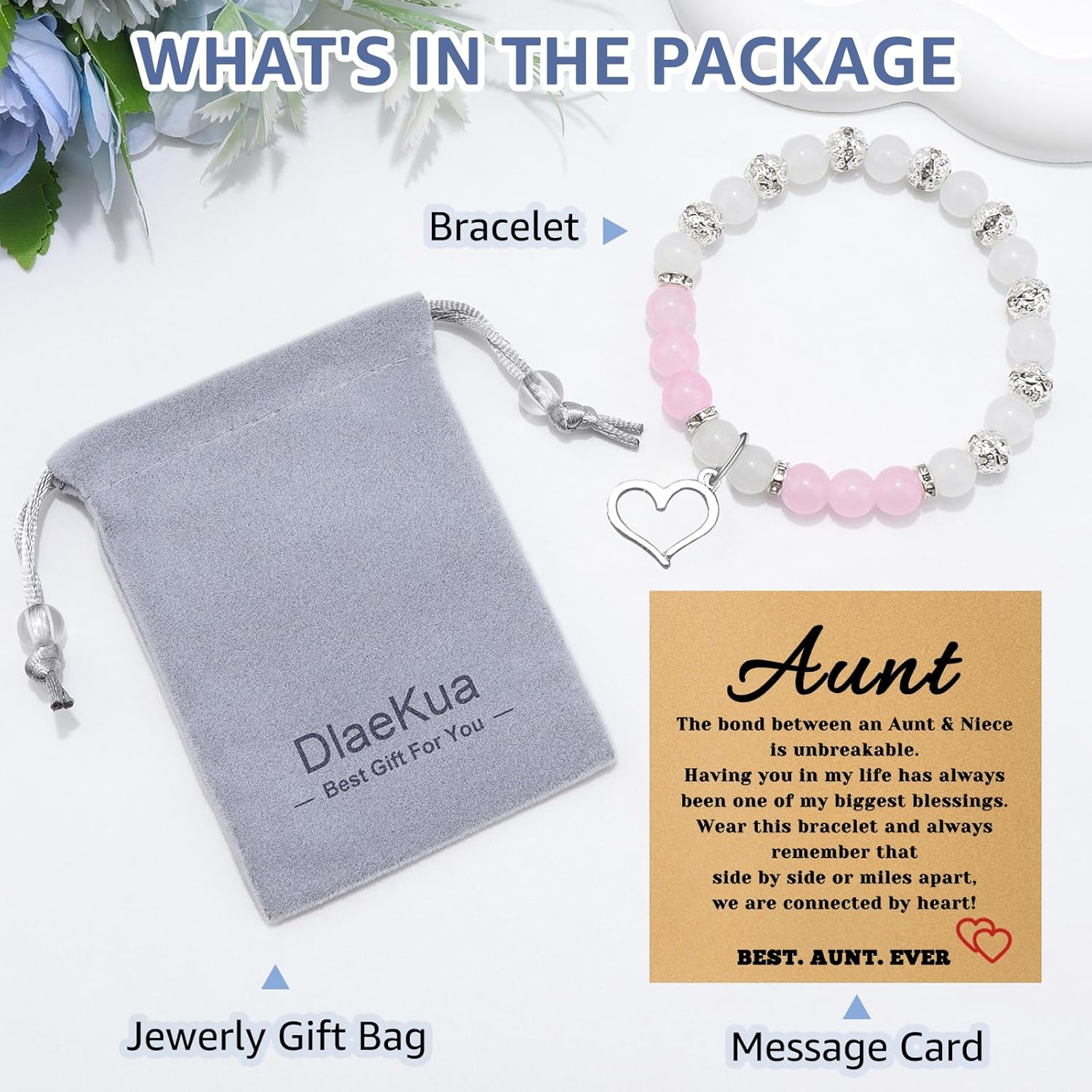 Aunt Bracelets Gifts from Niece Auntie Gifts Aunt Birthday Gift Bracelet for Women Beaded Stretch Bracelet for Auntie Women Mothers Day Gift Christmas Birthday Gifts Jewelry Valentines Day Easter Gift - Image 7