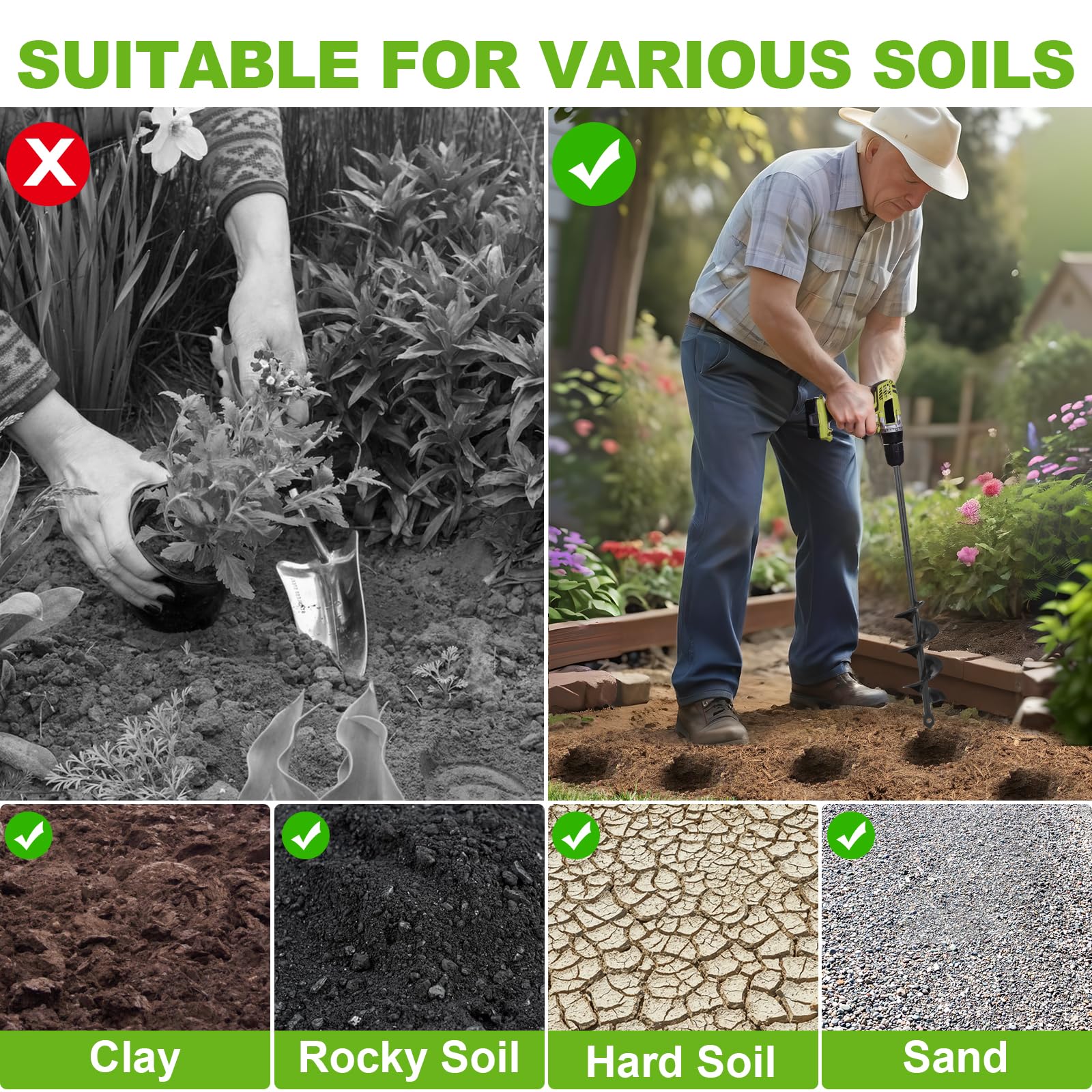 Auger Drill Bit - Plant Flowers & Bulbs Easily -6 Auger Drill Bit - Plant Flowers & Bulbs Easily -6