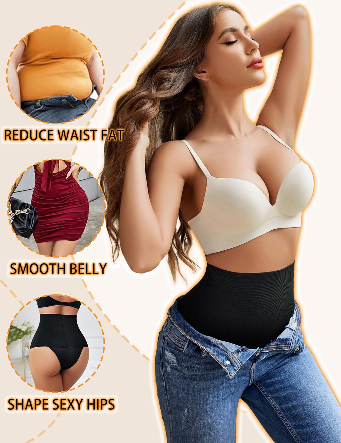 Avidlove Women's Shapewear Tummy Control Thong Mid Waist Lightweight Shaping Underwear Panty Girdle Body Shaper Brief - Image 4