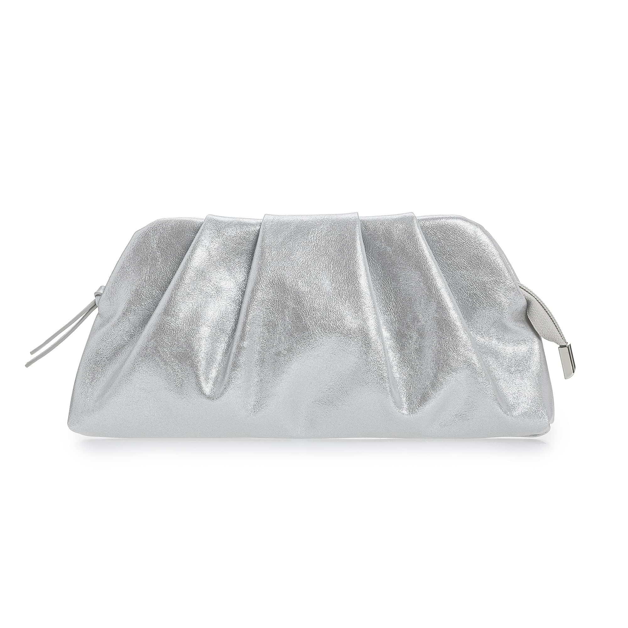 CHARMING TAILORChic Soft Vegan Leather Clutch Bag Dressy Pleated PU Evening Purse for Women
