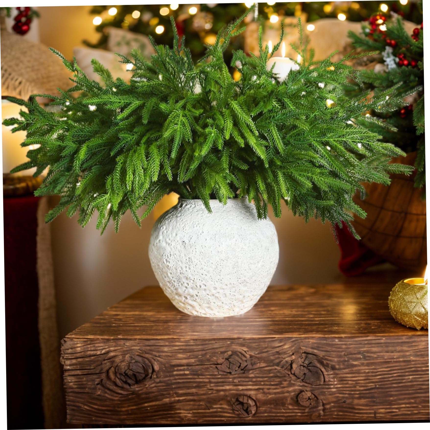 Norfolk Pine 12pcs Norfolk Pine Stämme Realistische künstliche Kiefernzweige Weichkleber Norfolk Pine Weihnachten Stängel für Weihnachten Innen im Freien im Freien Wohnkultur