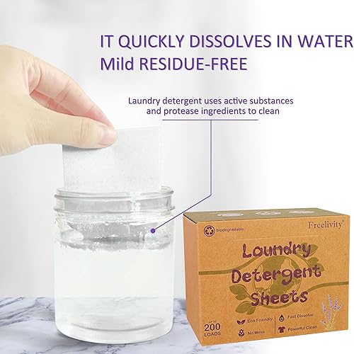 Miniatura 5 de Freelivity Hojas de detergente para ropa  200 tiras de jabón ecológicas para la ropa  Sin jarra de plástico Líquido hipoalergénico Menos Disolvible