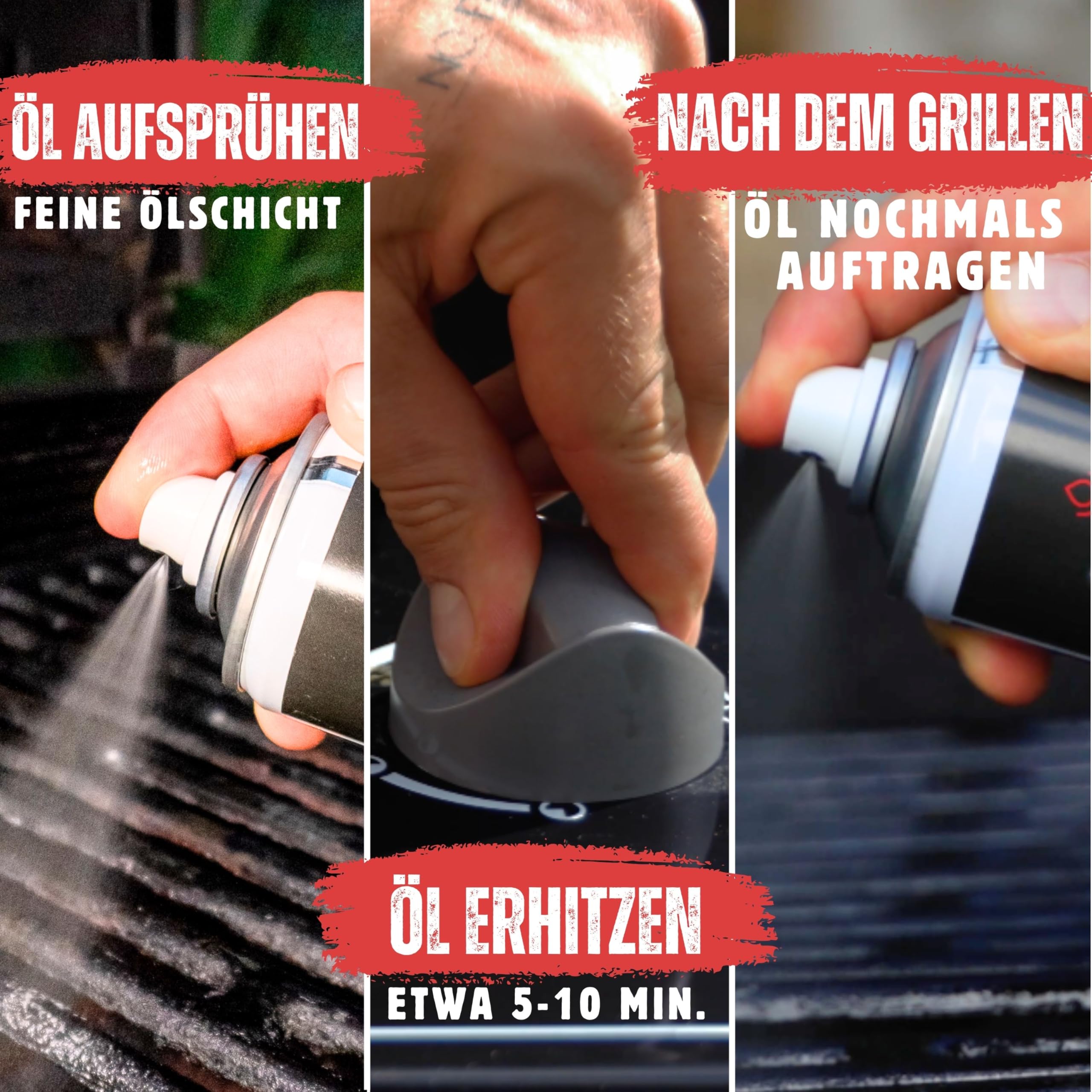 Vorteilspack Gusseisen Pflegespray 3x400ml, Dutch Oven Pflege mit Antihaftfunktion verhindert Anhaften des Grillguts, für die einfache Pflege von Grillrost, Dutch Oven und Pfannen