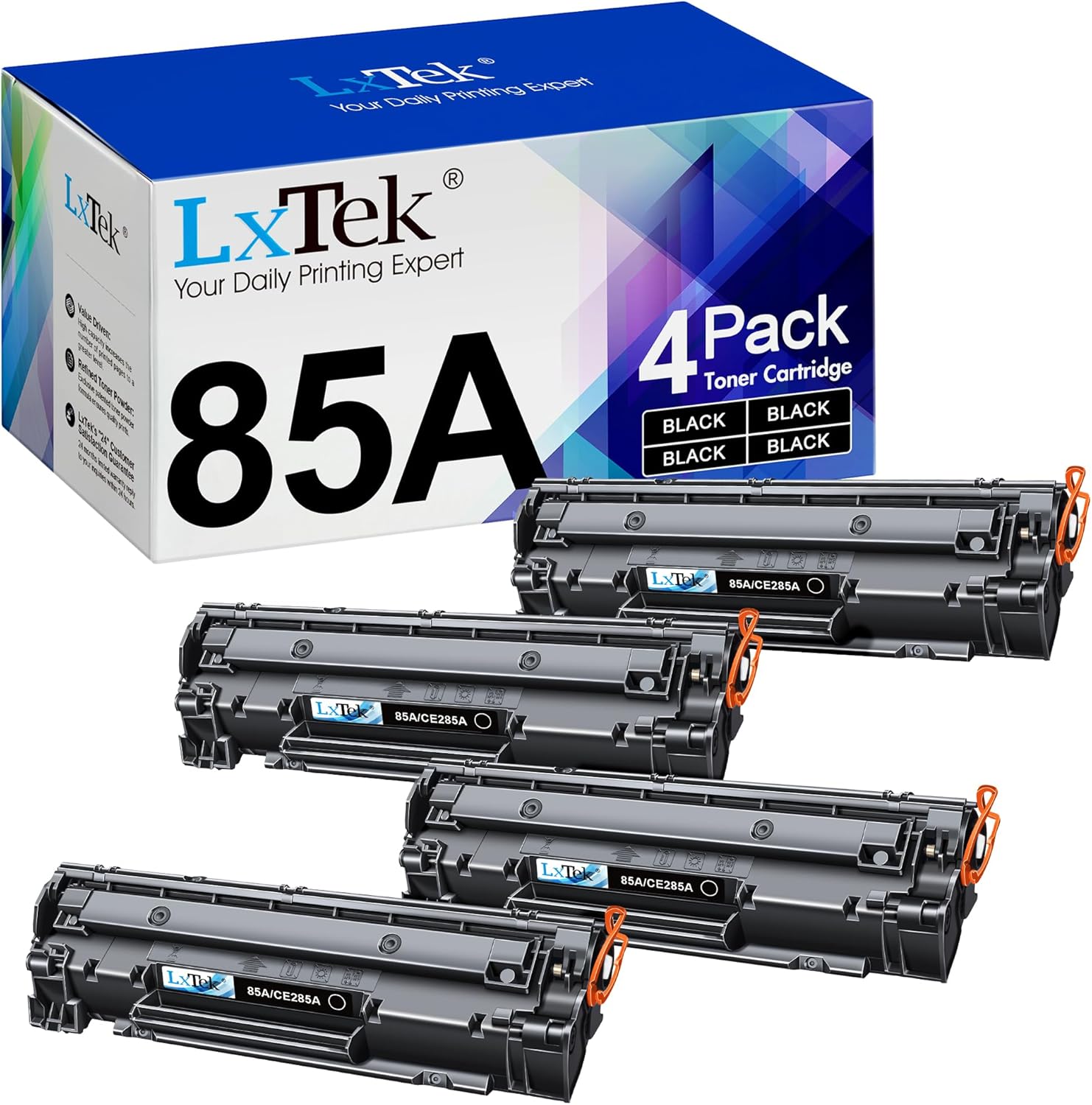 LxTek Compatible Toner Cartridge Replacement for HP 85A CE285A to Compatible with Laserjet Pro P1102W Pro P1109W M1212NF M1217NFW (Black, 4-Pack)