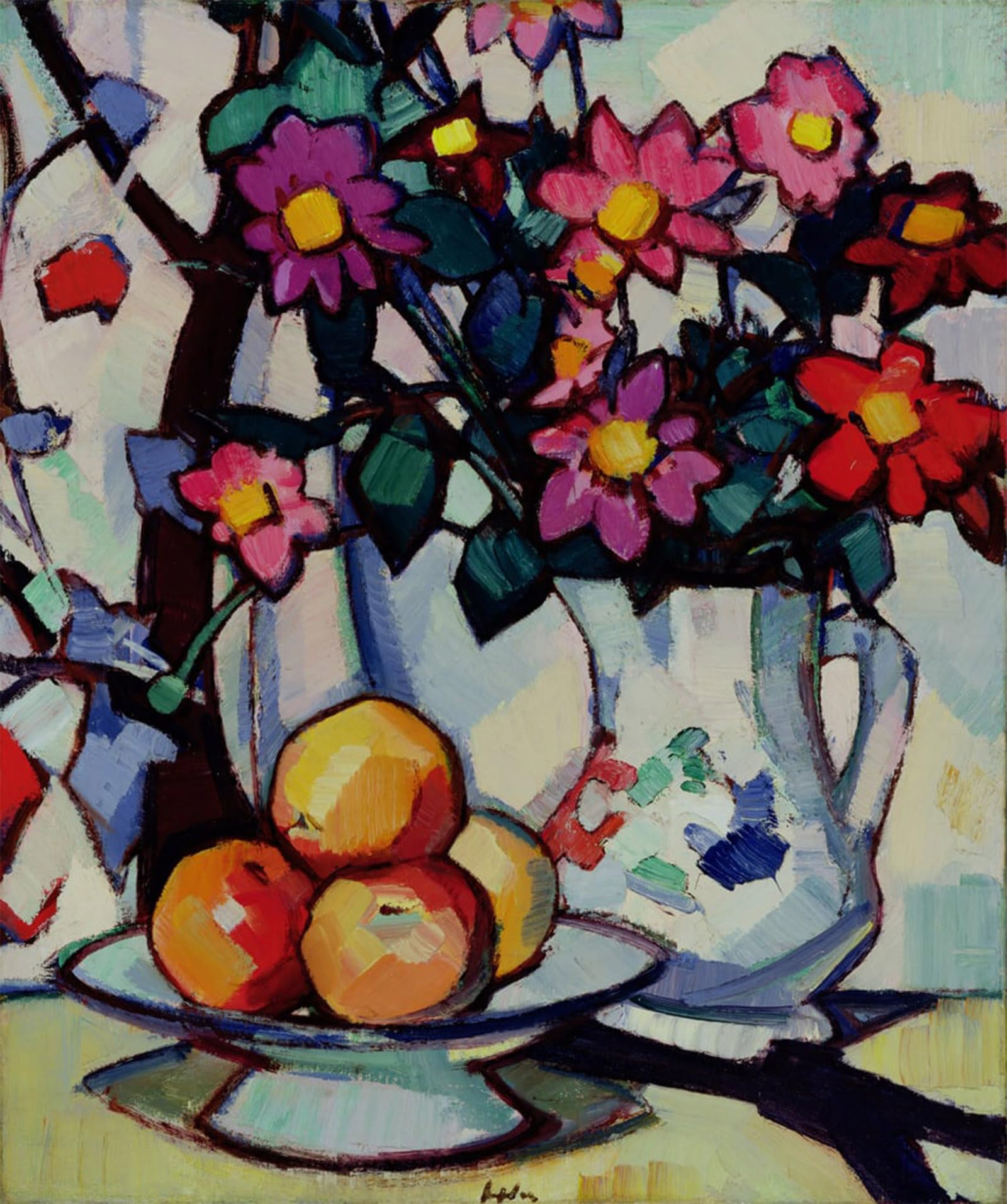 ARTXLXXBN Famous Painting Canvas Artwork Graffiti Print Still Life of Dahlias and Fruit by Samuel John Peploe Portrait Canvas Image for Home Decor 60x90cm