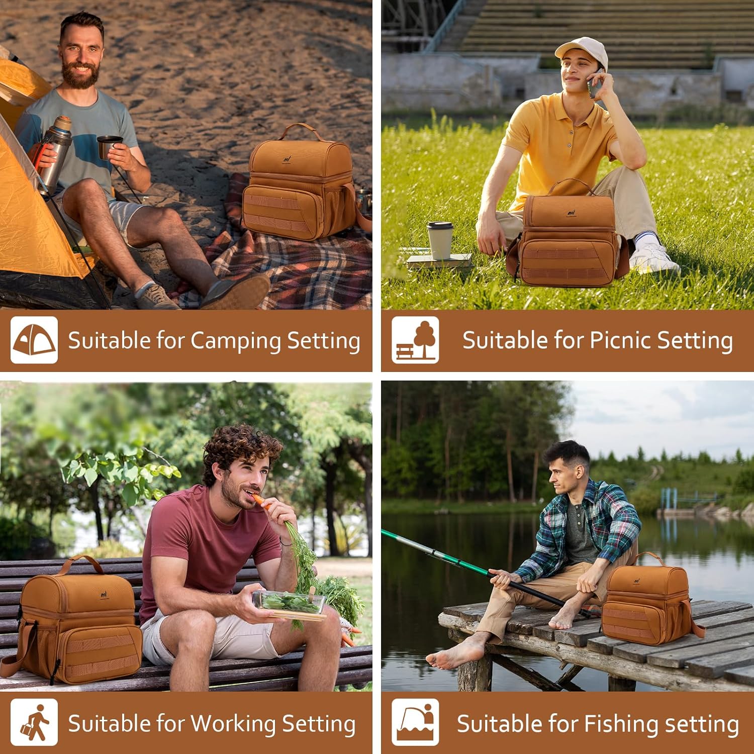 NOL Natural Organic Lifestyle Two Compartment Lunch Cooler Bag for Men - 3 Colors - Image 8