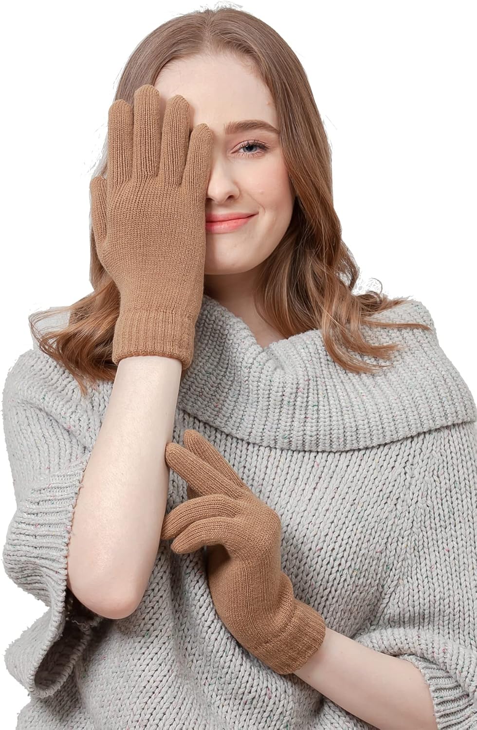 Be Your Own Style BYOS Winter Women's Toasty Warm Plush Fleece Lined Knit Gloves in Solid & Glitter - Image 4