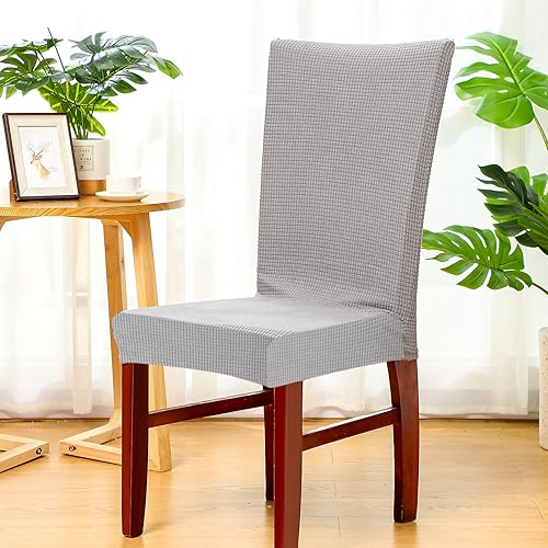 Miniatura 6 de Qunclay 12 fundas elásticas para sillas de comedor, jacquard Parson, fundas extraíbles y lavables, protector de asiento para sillas de cocina, para