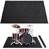 Invech 4 x 6 Ft Drum Rug, Black Drum Mat with Non-Slip Grip Bottom, Soundproof Drum Floor Mat for Electrical Drum, Drum Accessories Gift for Drummers