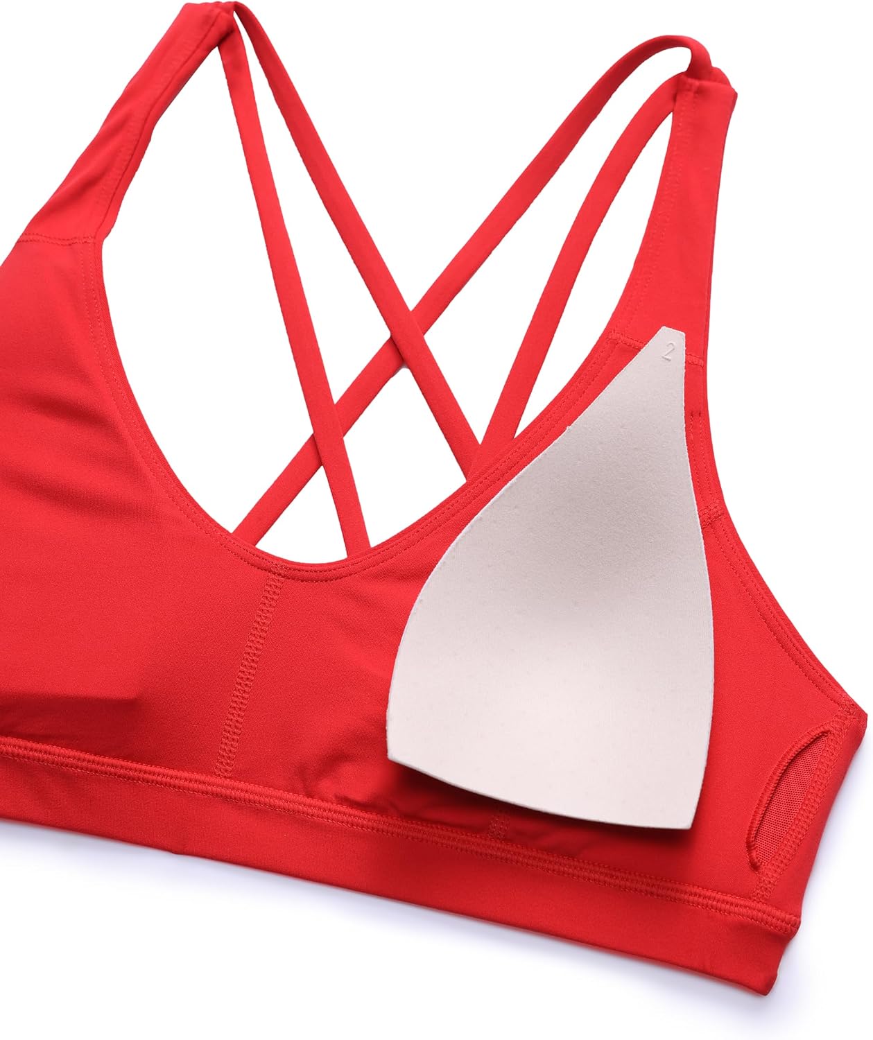 CRZ YOGA Butterlift Strappy Sports Bras for Women - Padded Low Cut Scoop Neck Cross Back Pilates Yoga Top
