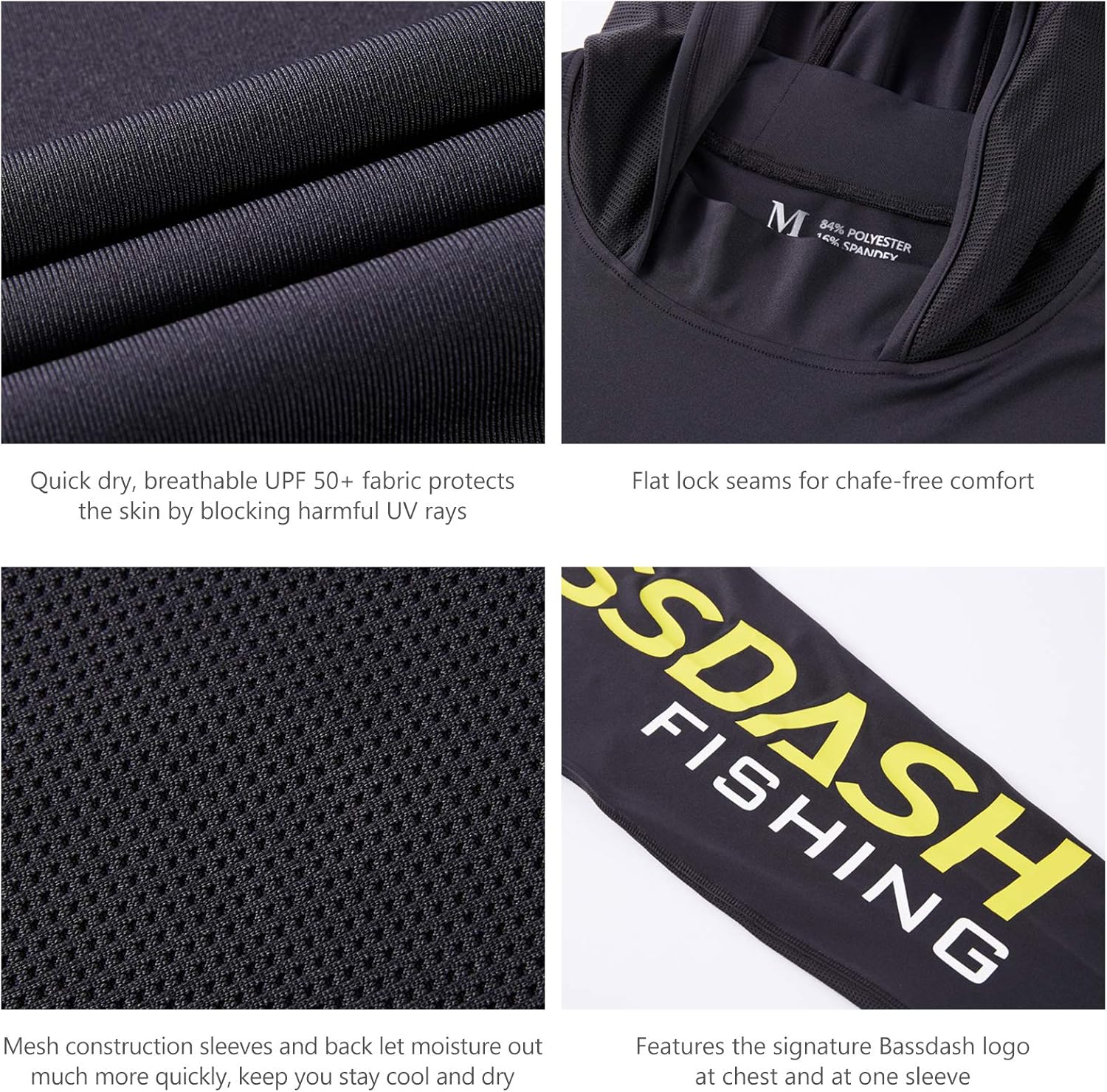 BASSDASH UPF 50+ Men’s UV Sun Protection Long Sleeve Performance Fishing Hoodie Hooded Shirts - Image 3