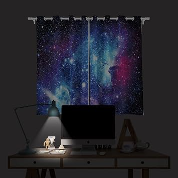 Galaxy Outer Space Blackout Universe Living Room Bedroom Window Curtains