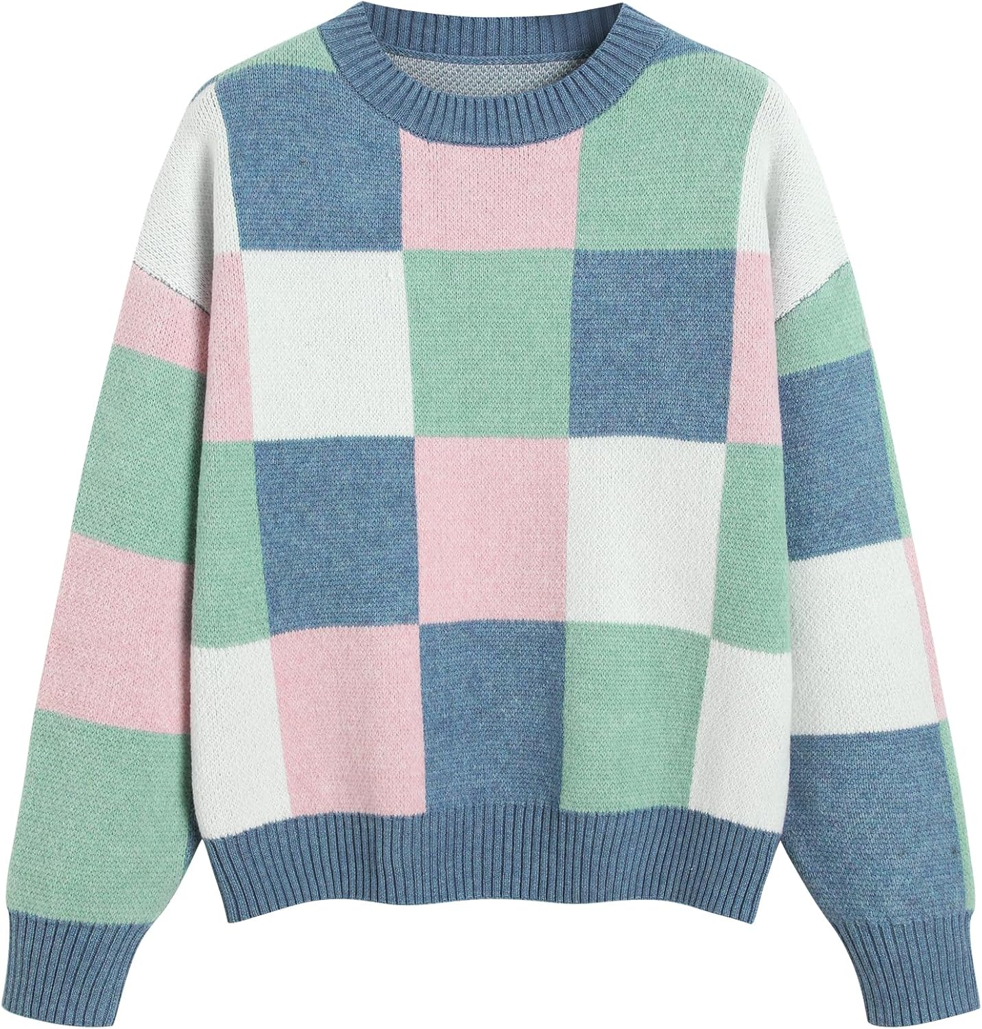 ZAFUL Fall Sweaters for Women Long Sleeve Crew Neck Print Cute Oversized Knit Pullover Sweater Tops 2025 Trendy Clothes