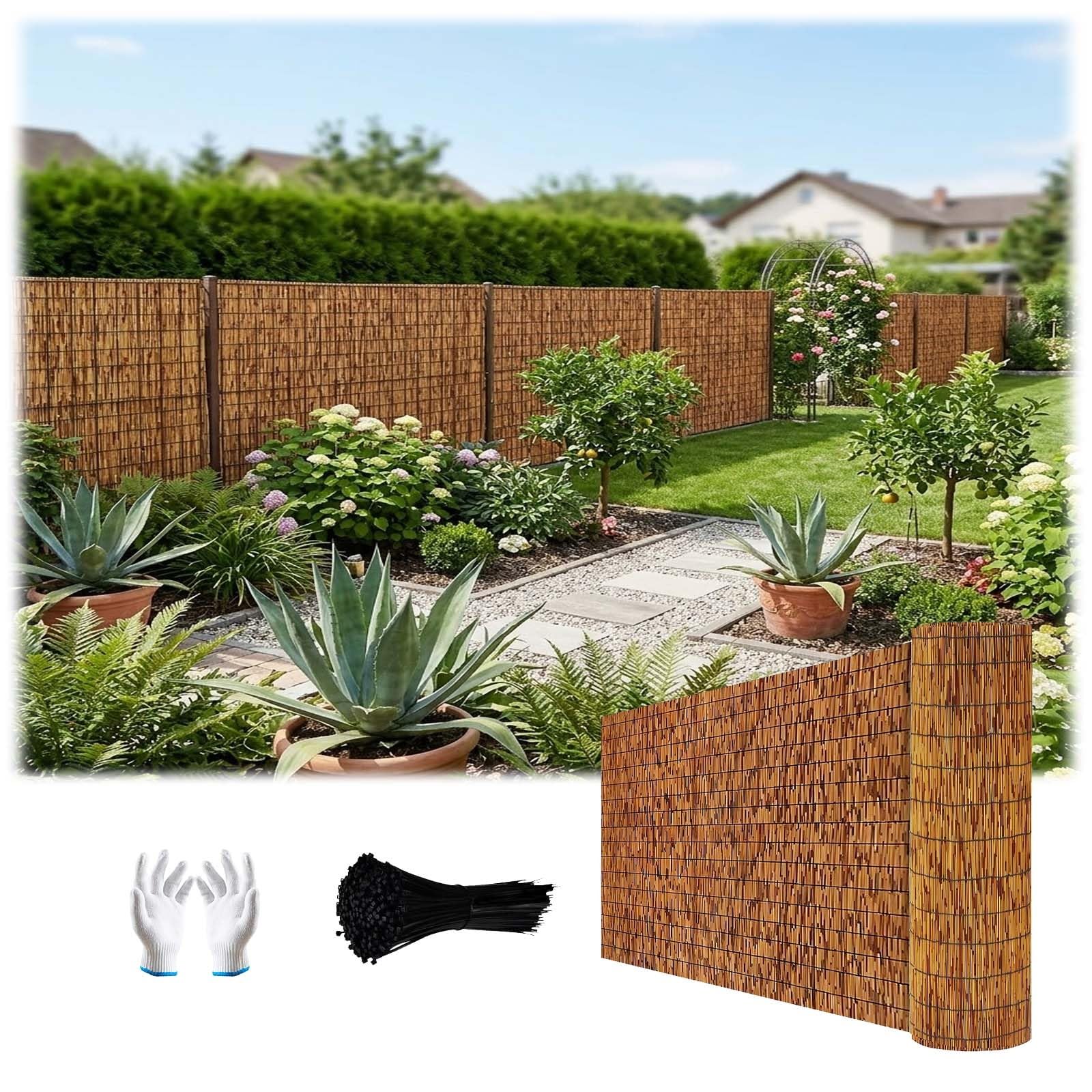 1.2 1.5 1.8 3 4 5 8 10m Canisse Roseau Brise Vue Occultant, Rouleau Clôture Bambou Jardin Naturel, Brise-Vent Fort for Balcon et Terrasse, Pare Vue Extérieur(Brun,100x800cm)